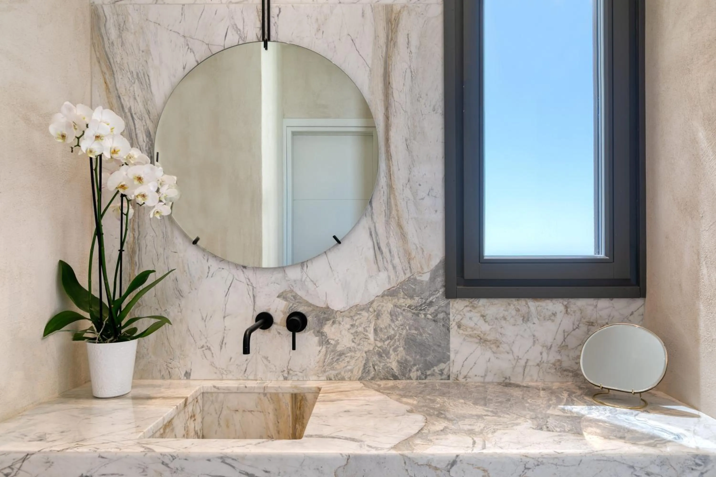 Bathroom in Santorini Sky, Luxury Resort