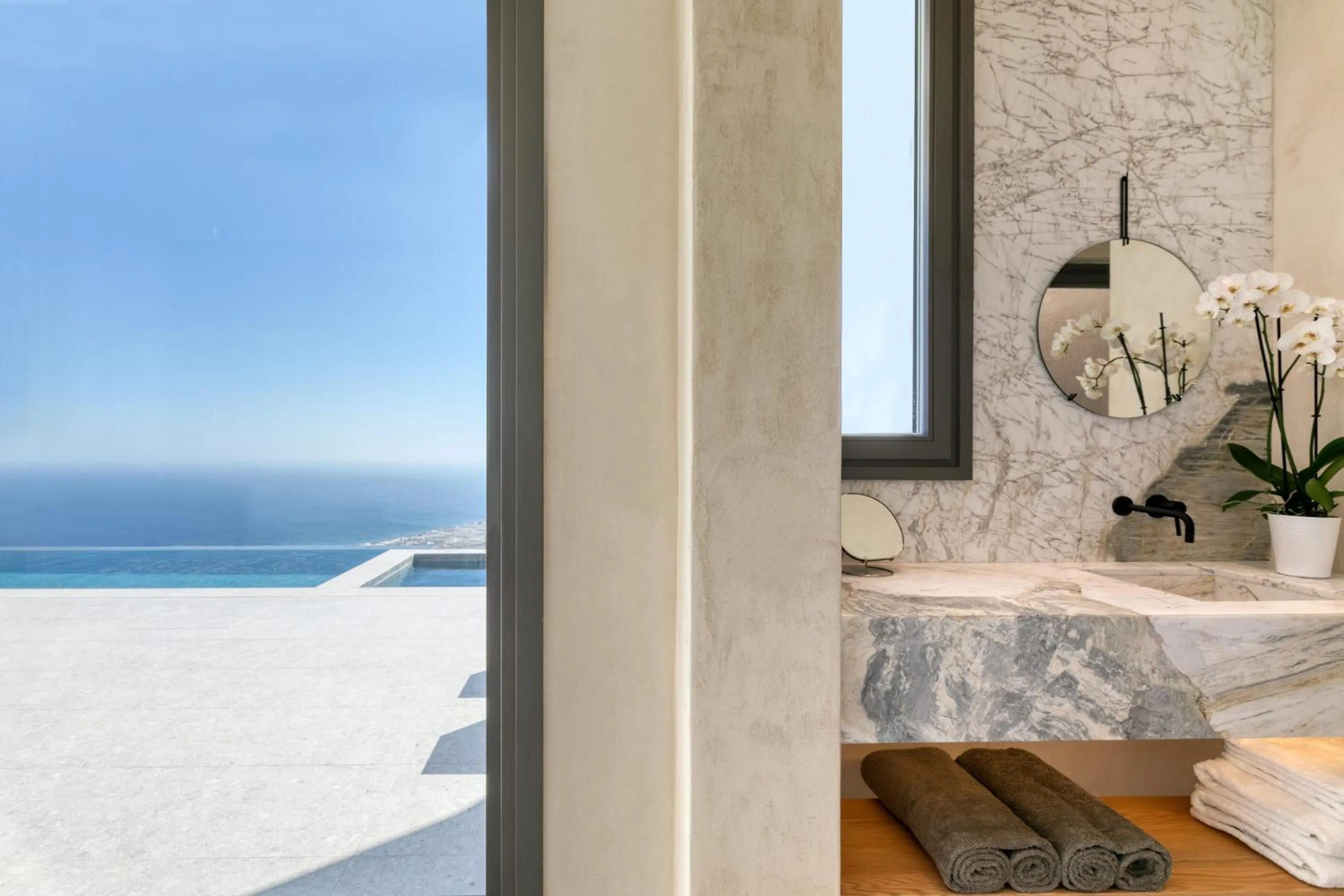 Bathroom in Santorini Sky, Luxury Resort