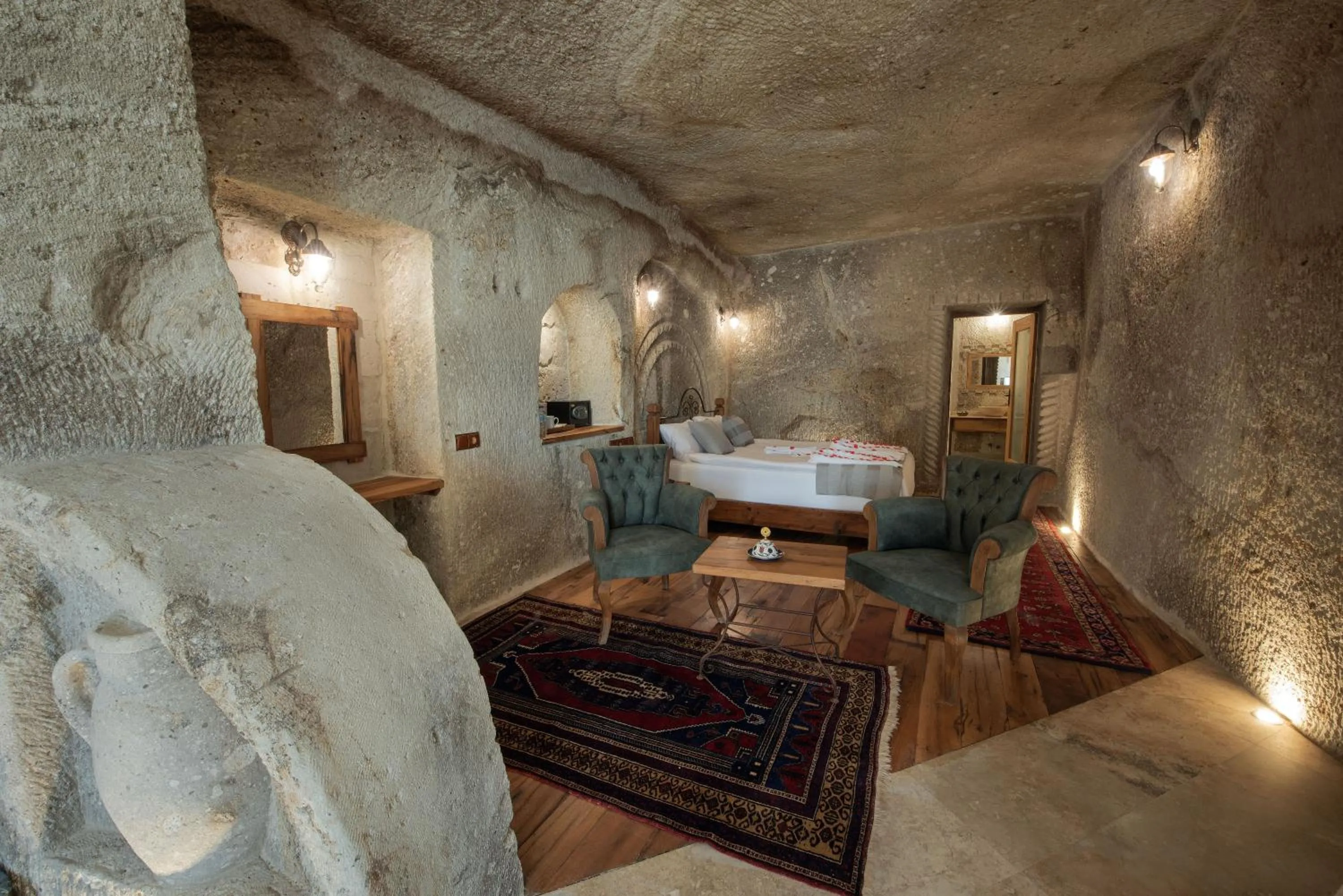 Living room in Sarnich Cave Suites