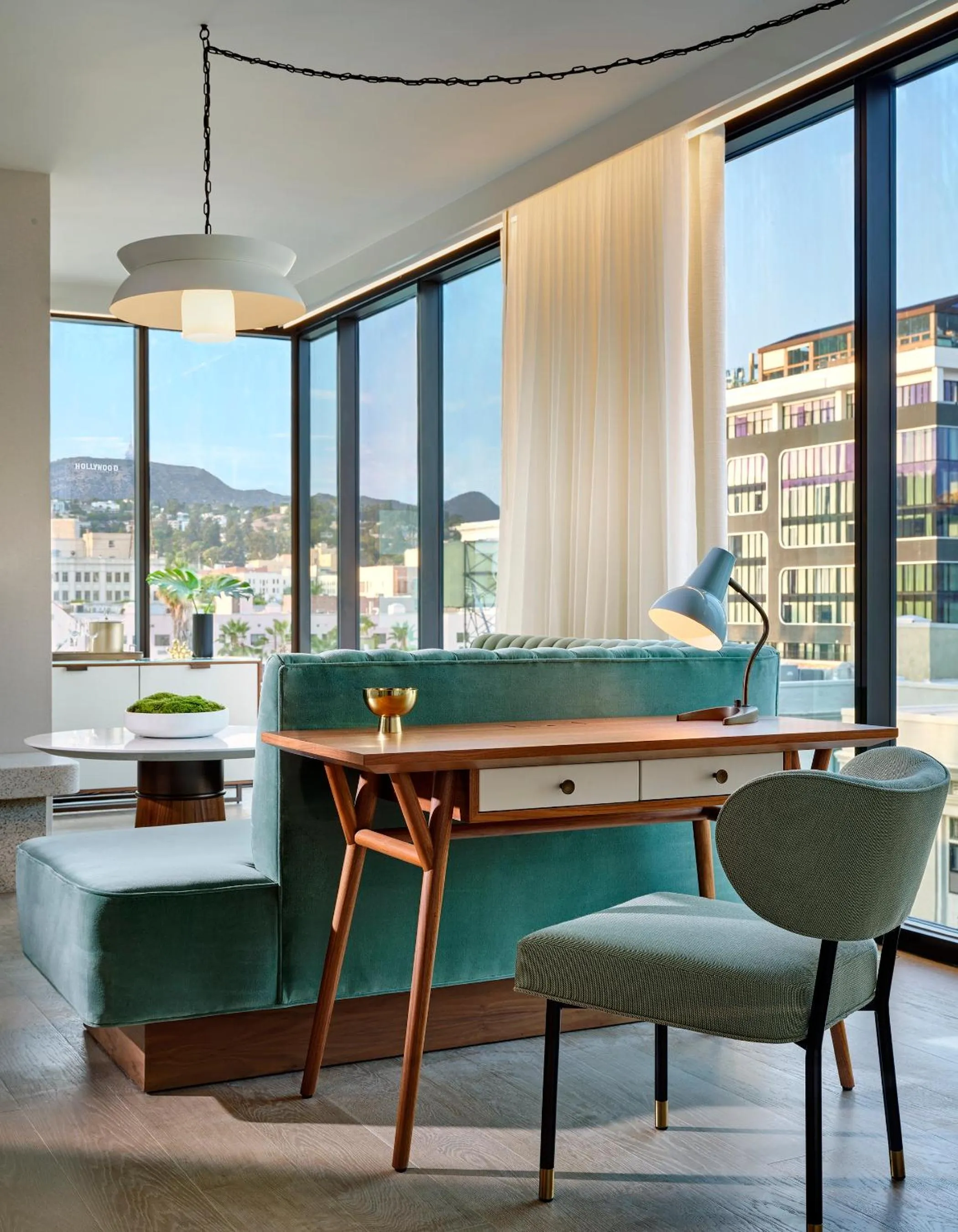 Seating area in Thompson Hollywood, by Hyatt