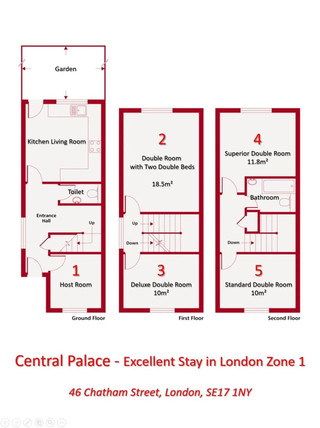 Floor plan in Central Palace - Excellent Stay in London Zone 1