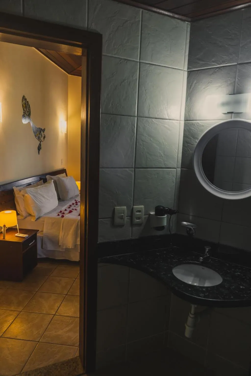 Bathroom, Bed in Pousada Morada dos Ventos