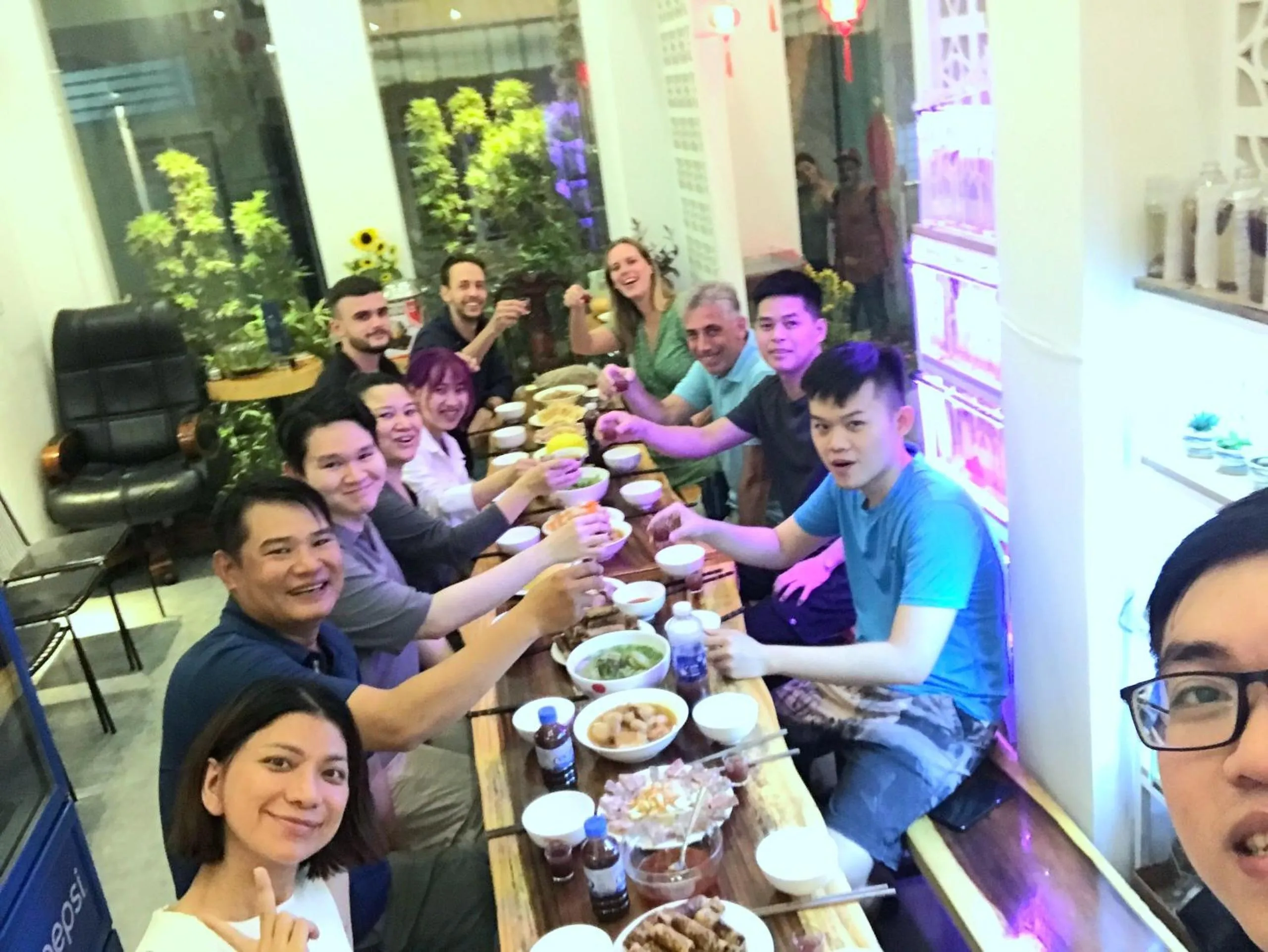 Communal lounge/ TV room in Mekong 69 Hostel