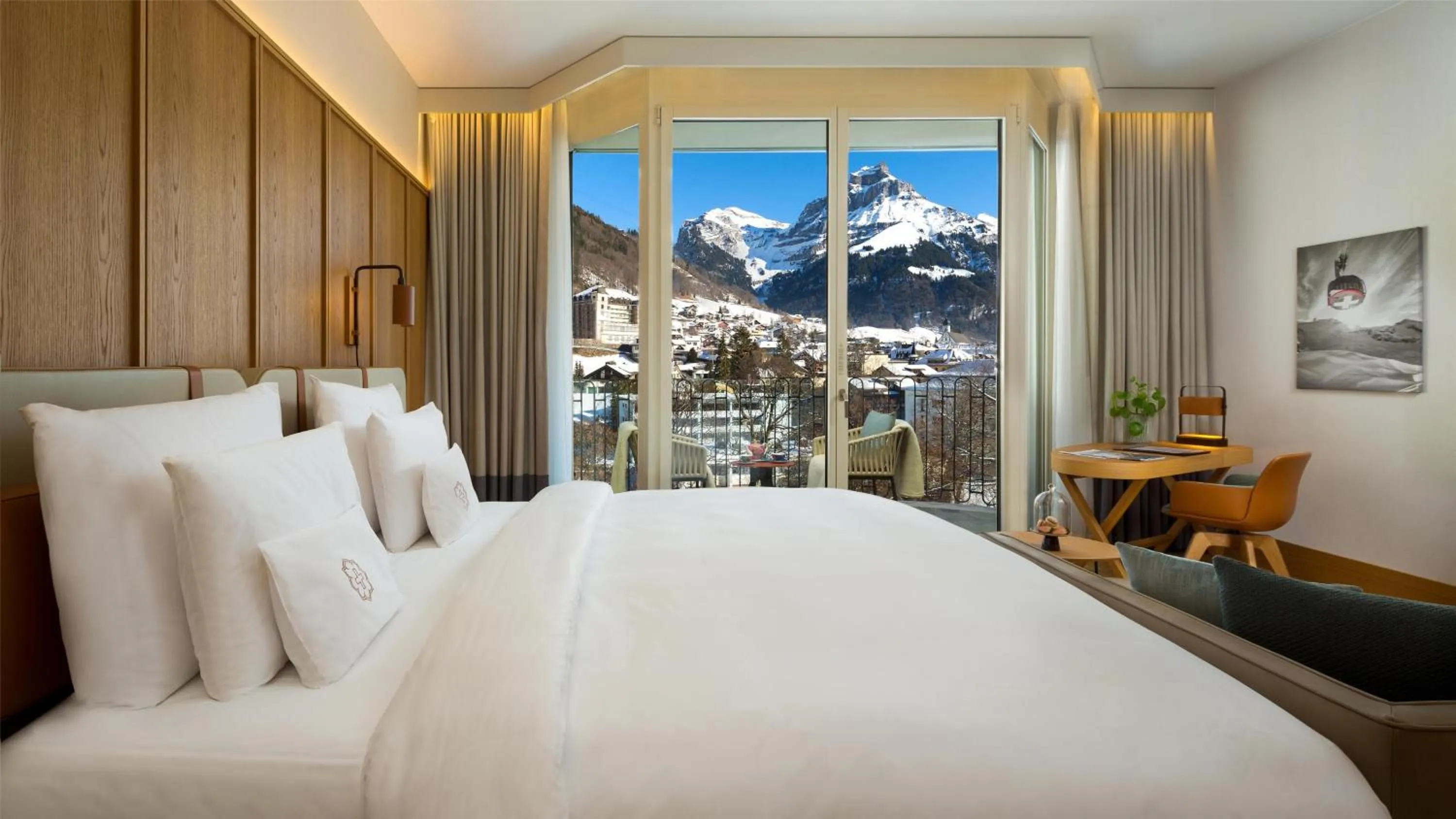 Bedroom, Bed in Kempinski Palace Engelberg