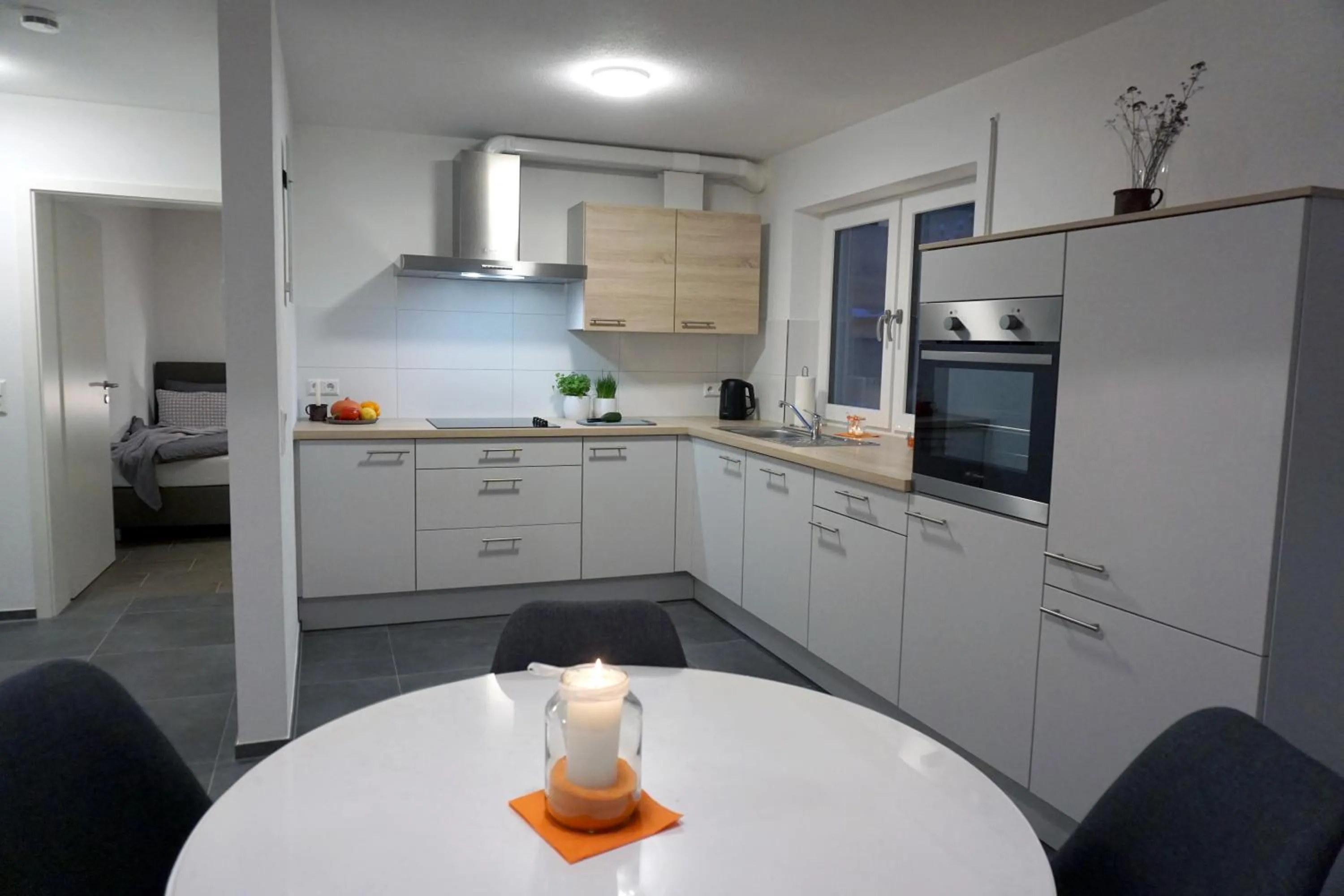 Kitchen or kitchenette in Ferienwohnung Reimann mit kostenloser AlbCard