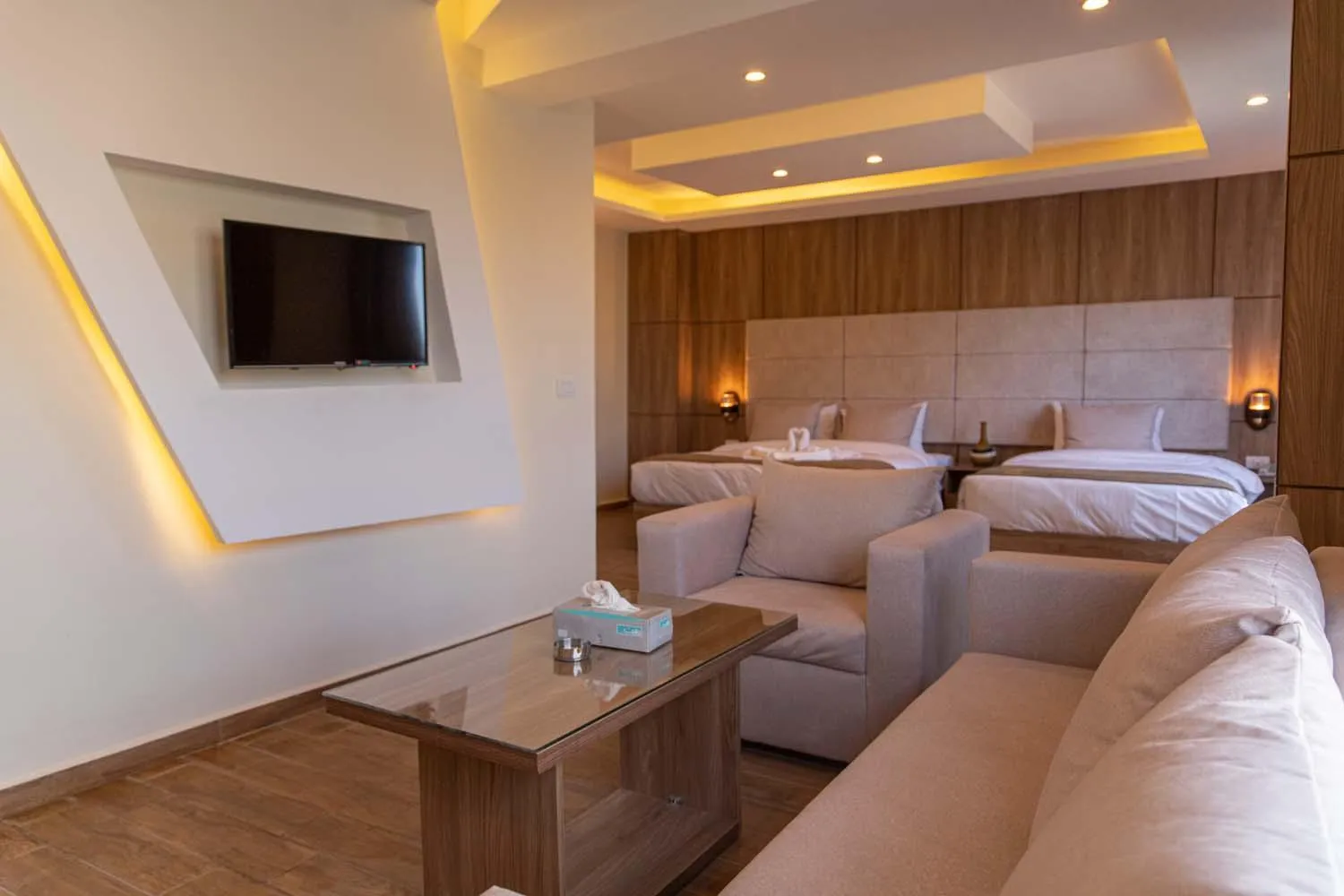 Bed in Nine Pyramids View Hotel