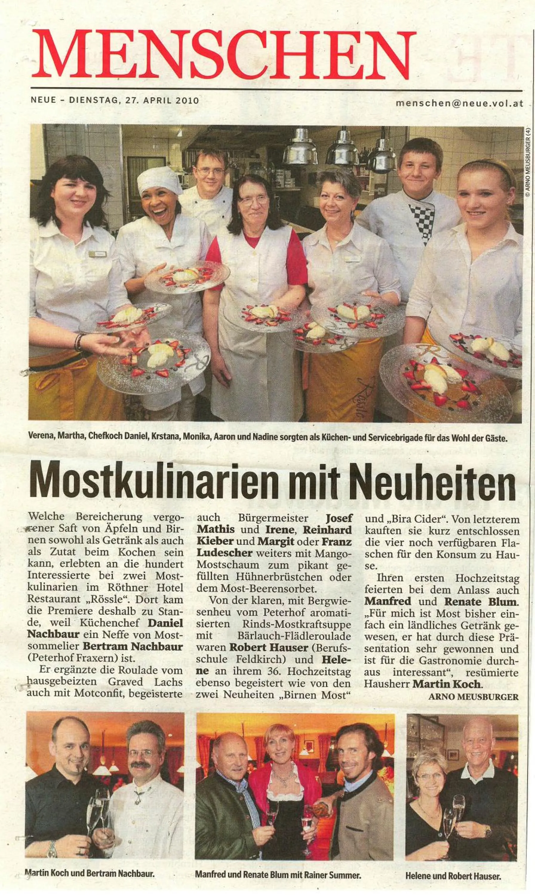 Certificate/Award in Hotel Restaurant Rössle