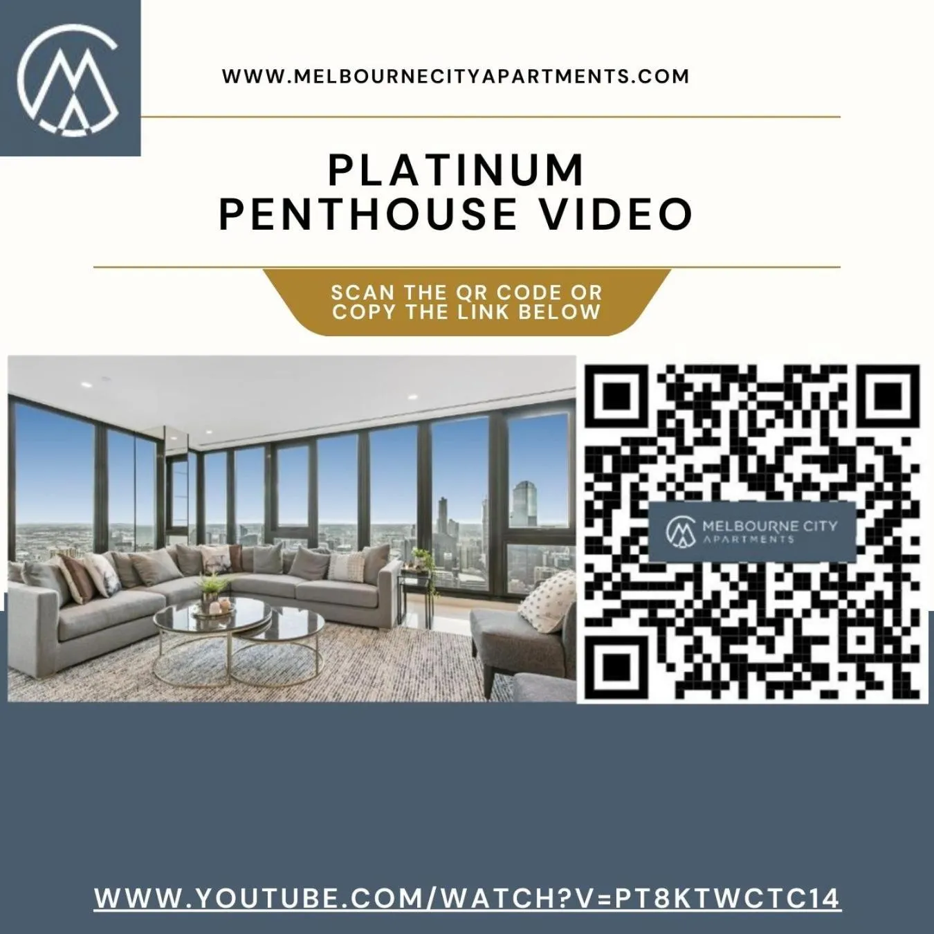 Text overlay in Melbourne City Apartments Panoramic Skyview Penthouse