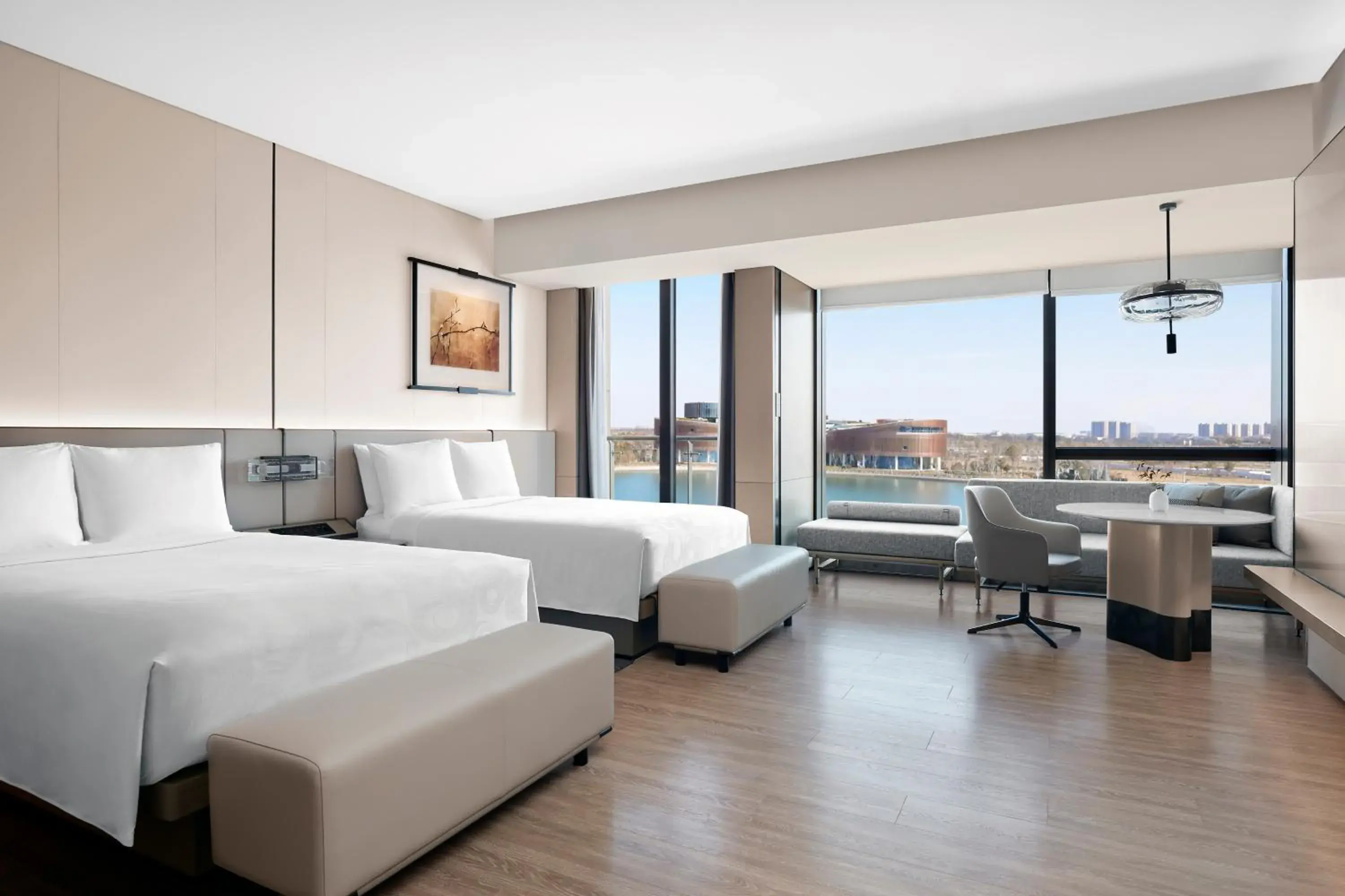 Terrace Lake view Guest Room with 2 Double, Lake view Balcony in JW Marriott Shanghai Fengxian Terrace Lake view Guest Room with 2 Double, Lake view Balcony in JW Marriott Shanghai Fengxian