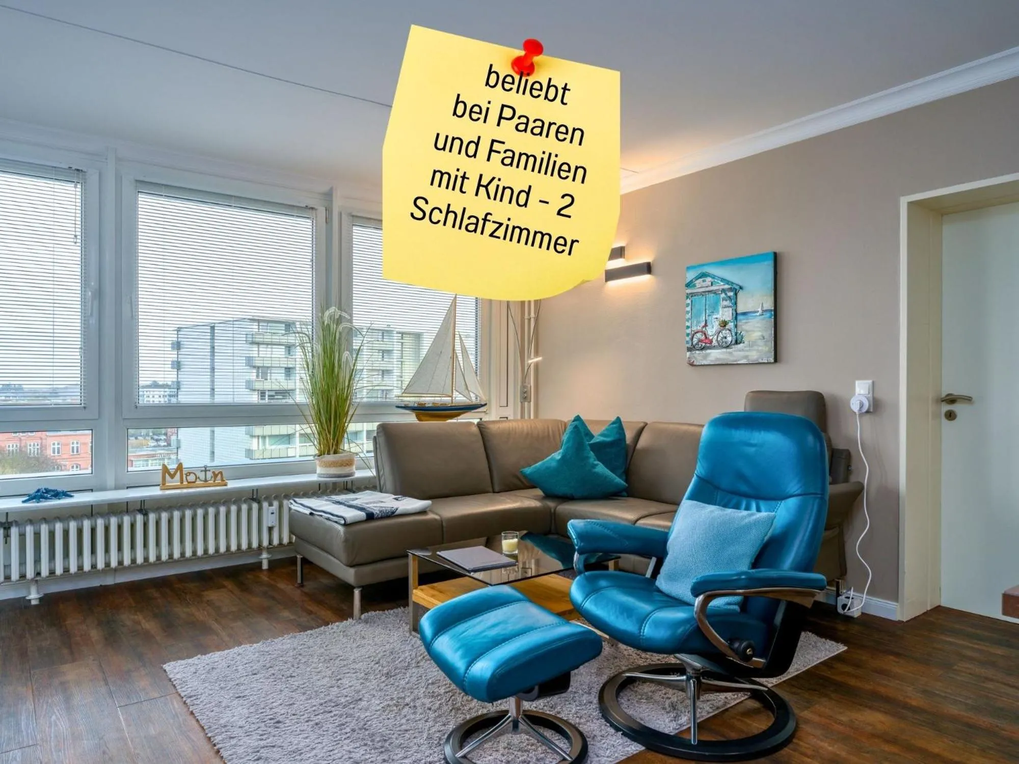Skriien Mö TOP-Fewo 4 Sterne 5 Min zum Strand Balkon 2 SZ TG Zentrum