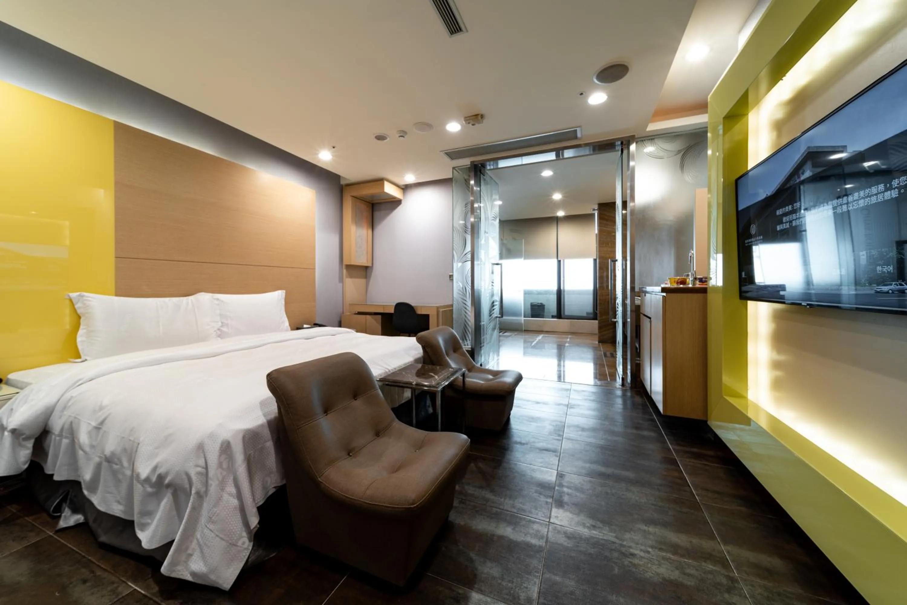 Bed in OHYA Chain Boutique Motel-Linkou