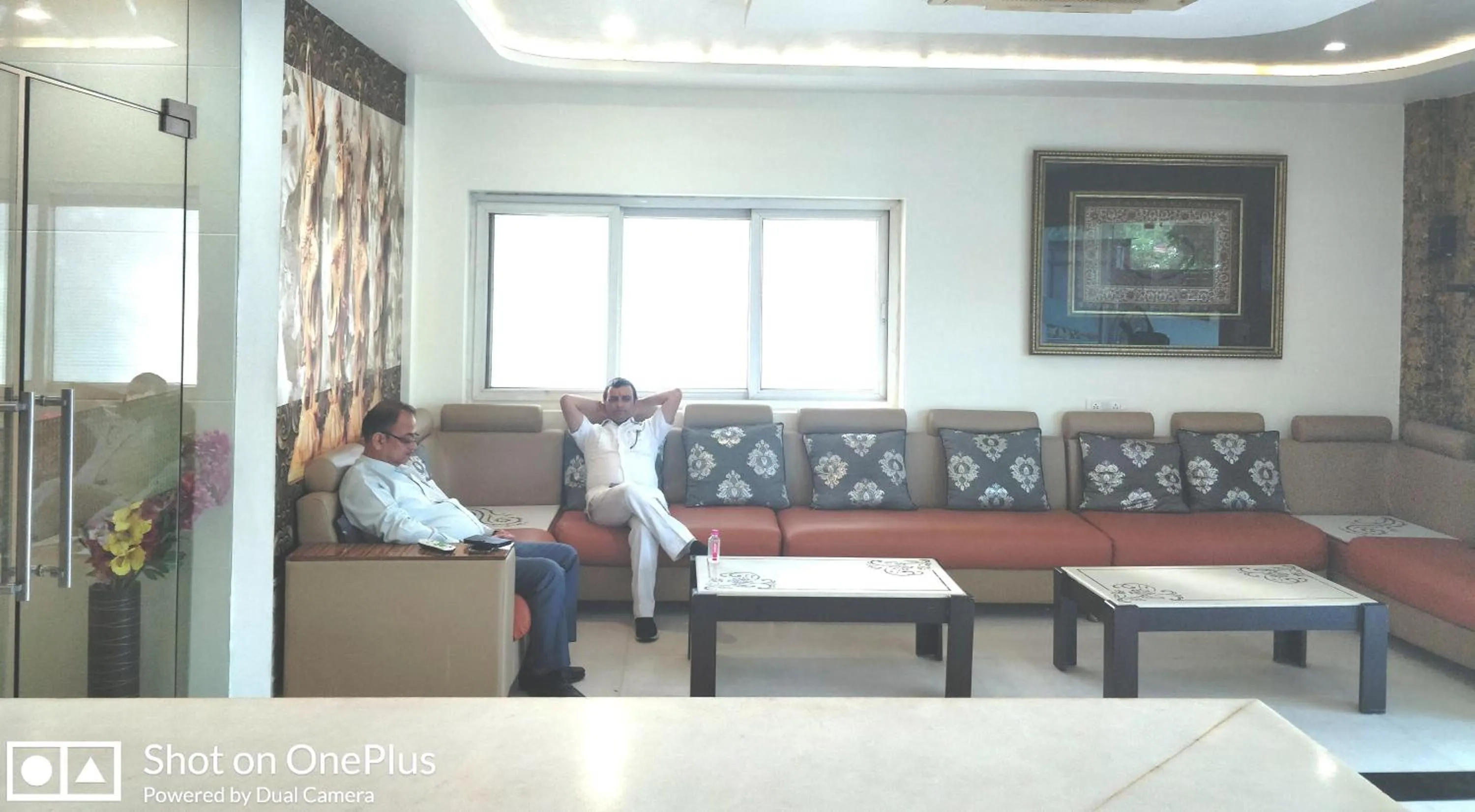 Seating area in Hotel Karan Vilas