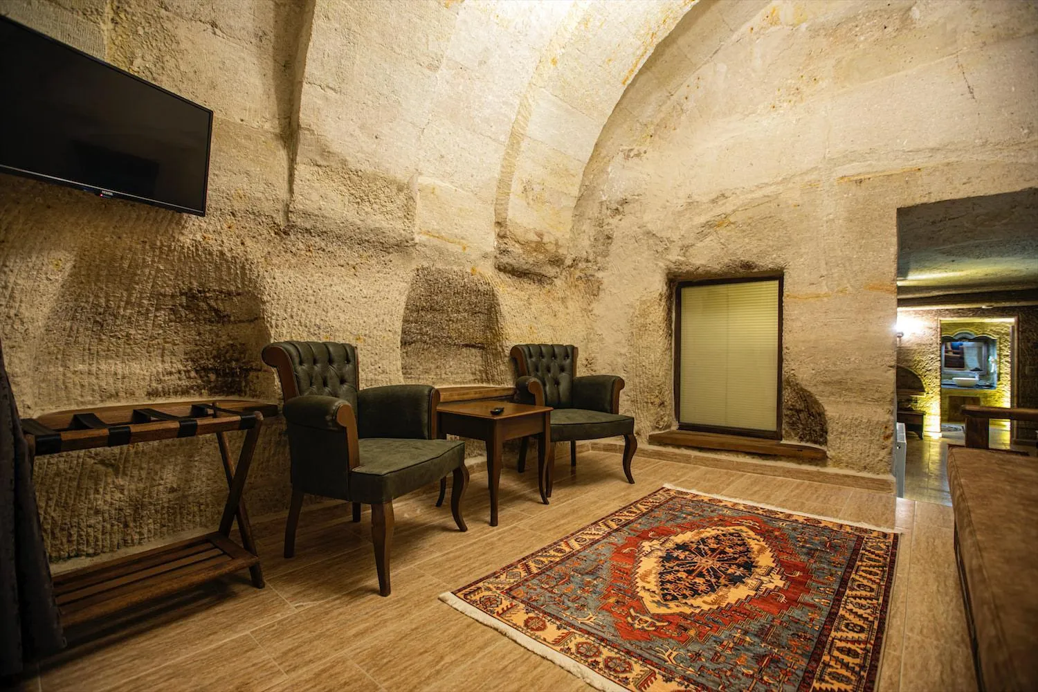 Seating area in Ada Cave Suites