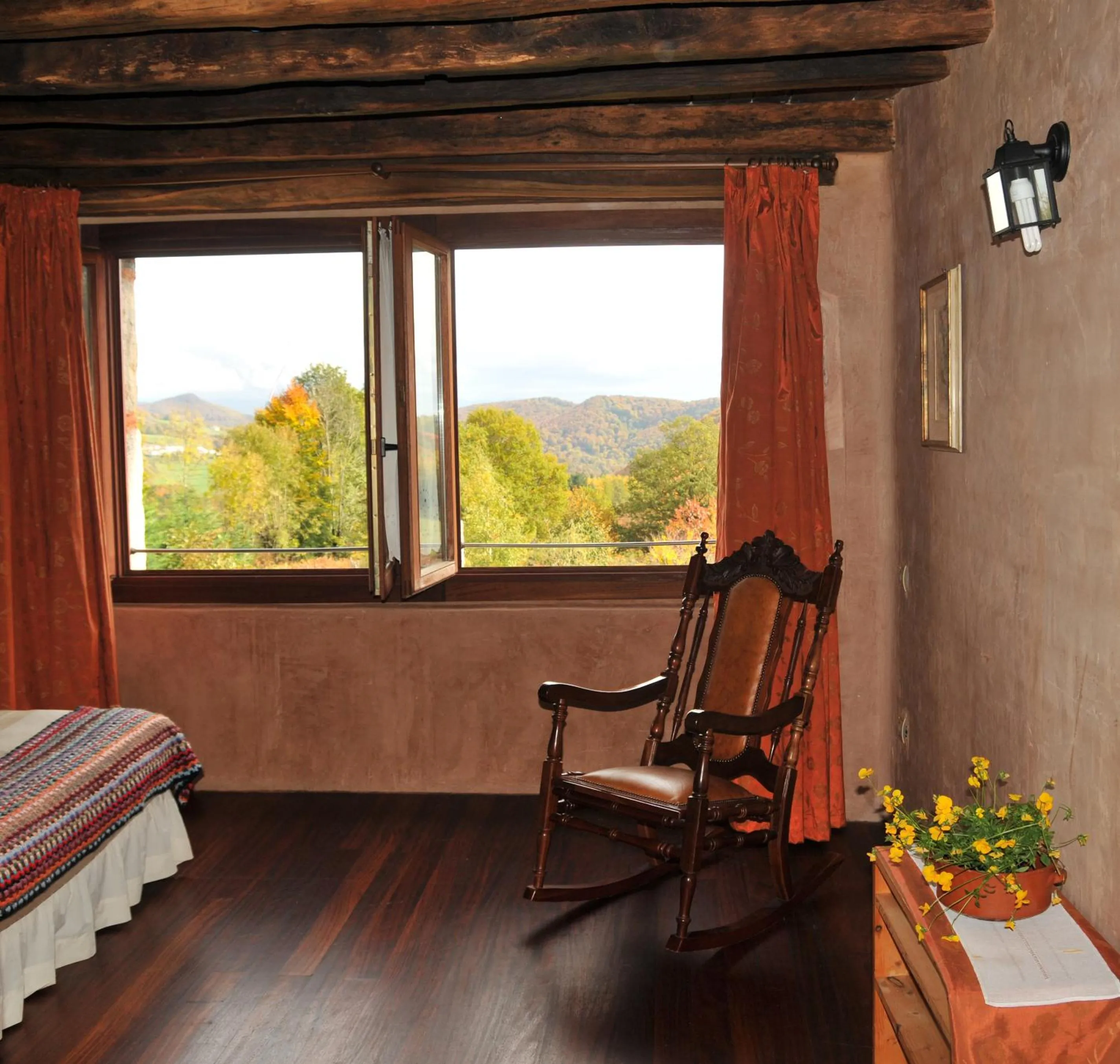 View (from property/room), Bed in Casa Rural Ecológica Kaaño Etxea