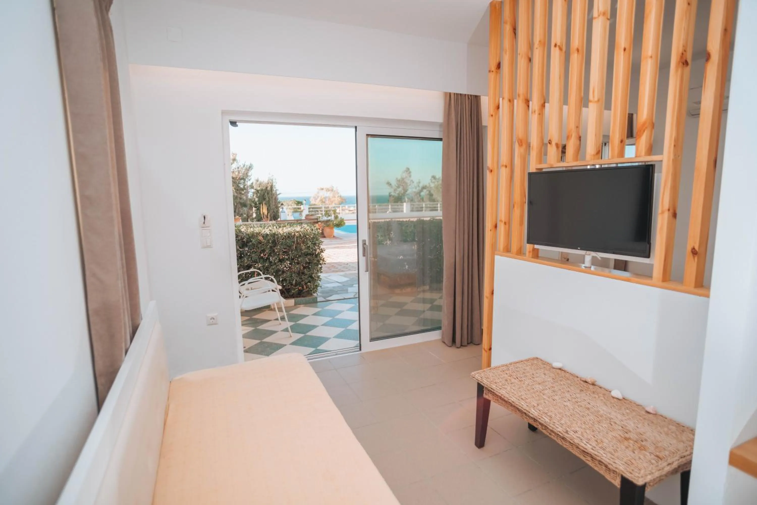 Pool view in Aegean Apartments