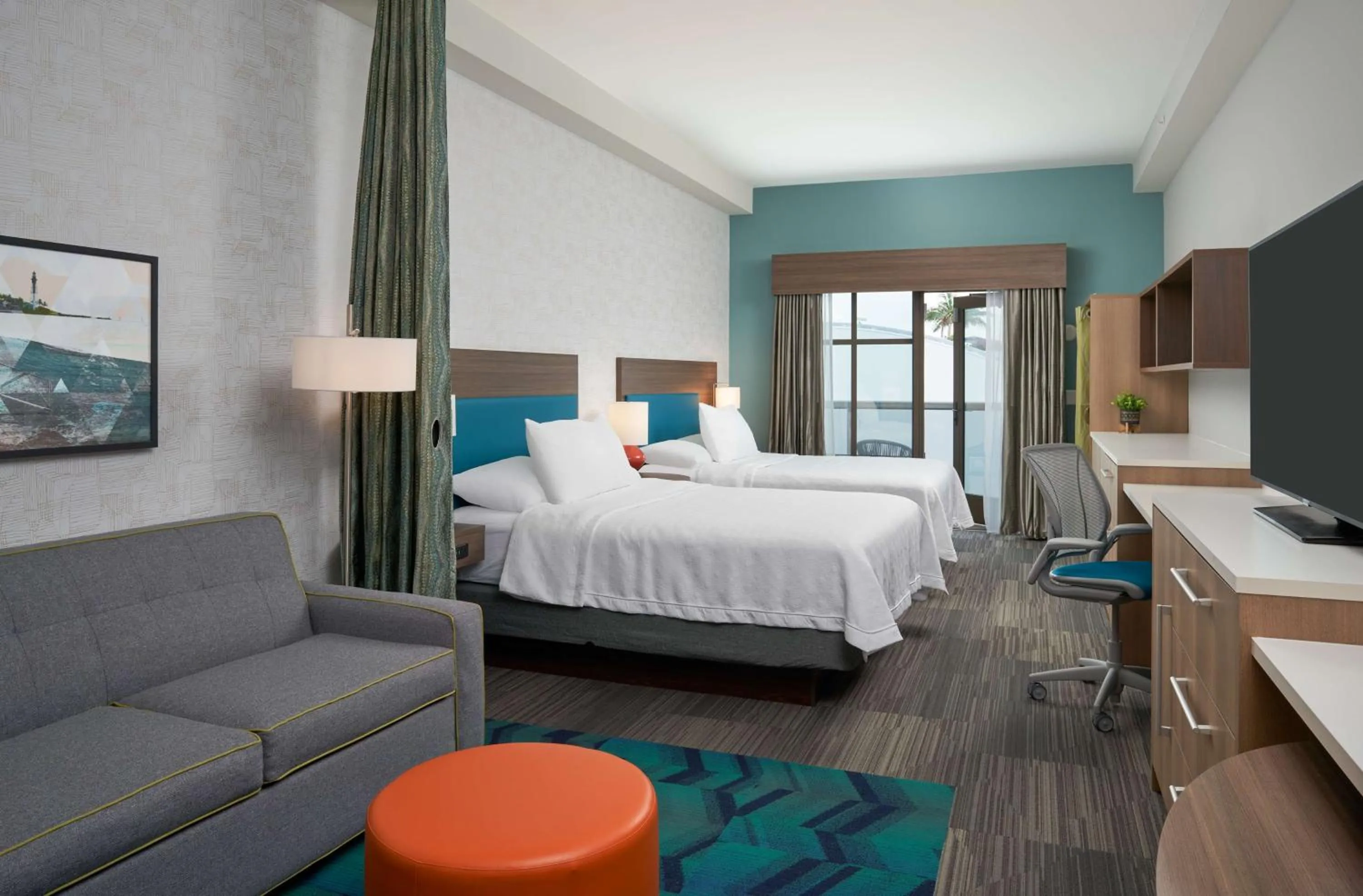 Bedroom, Bed in Home2 Suites By Hilton Pompano Beach Pier, Fl