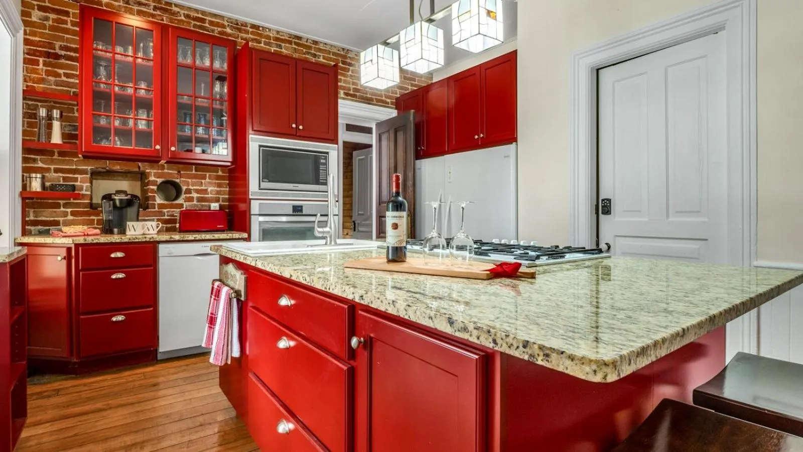 Communal kitchen in The Woodbridge House
