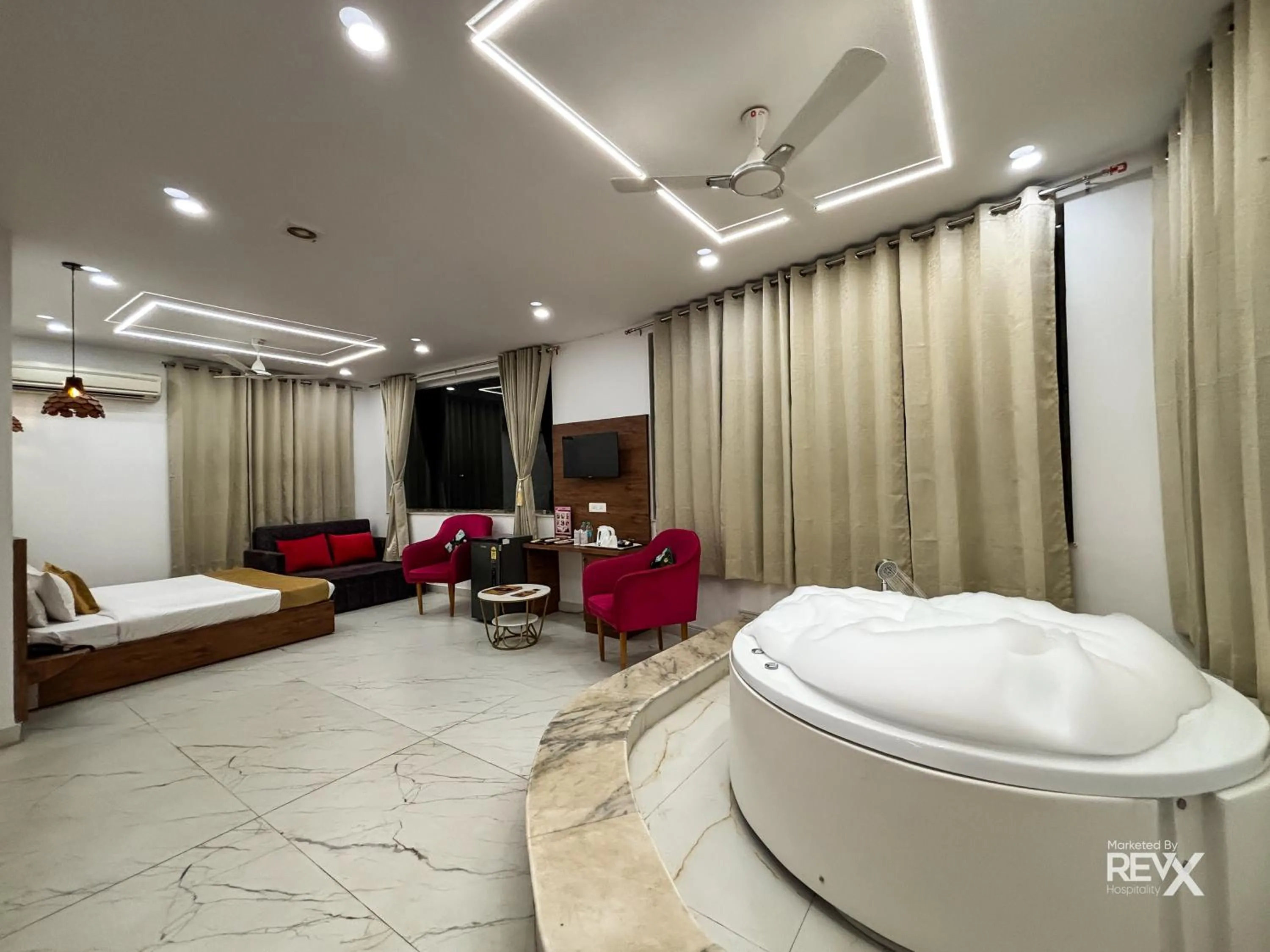 Bed in The Neeraj River Forest Resort Ayurvedic Wellness Center