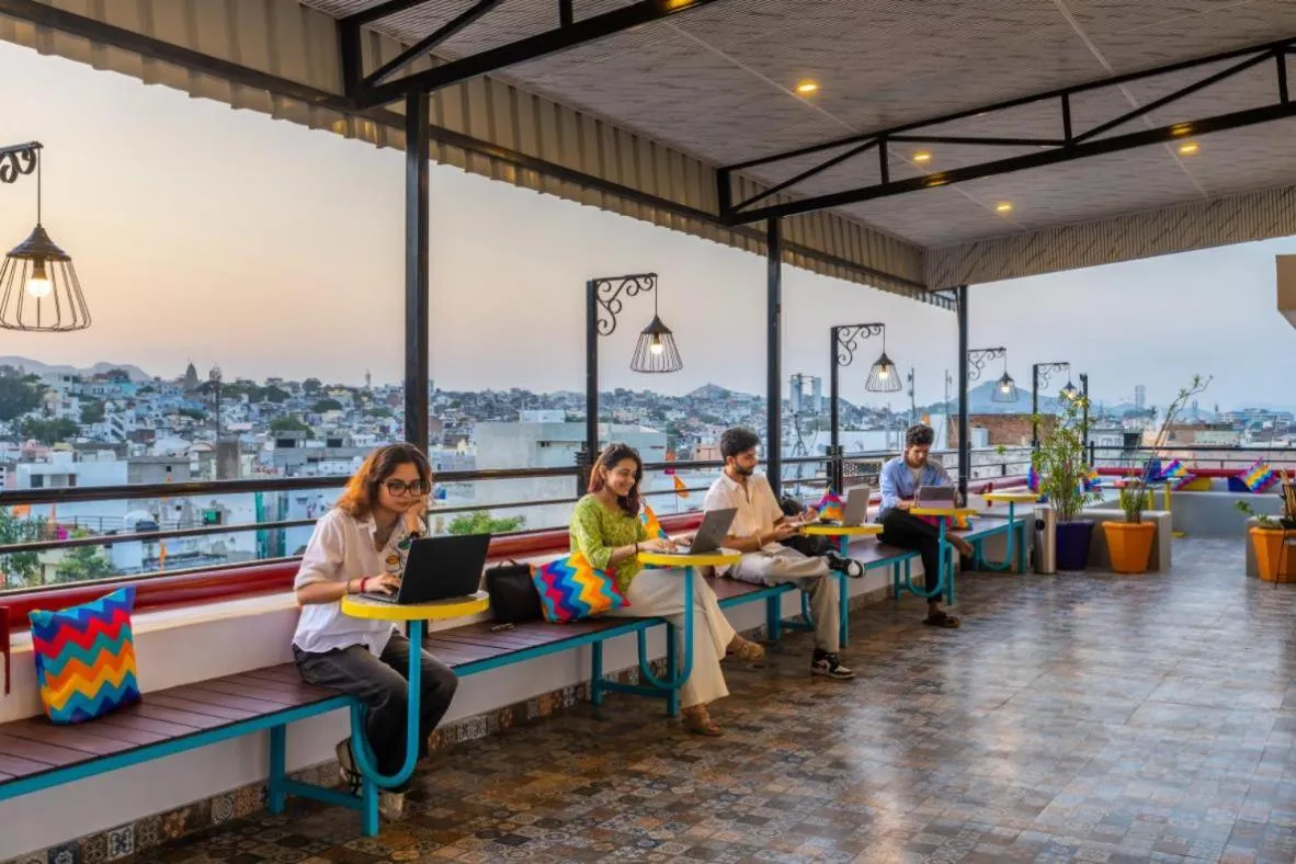 Seating area in goSTOPS Mussoorie, Library Road
