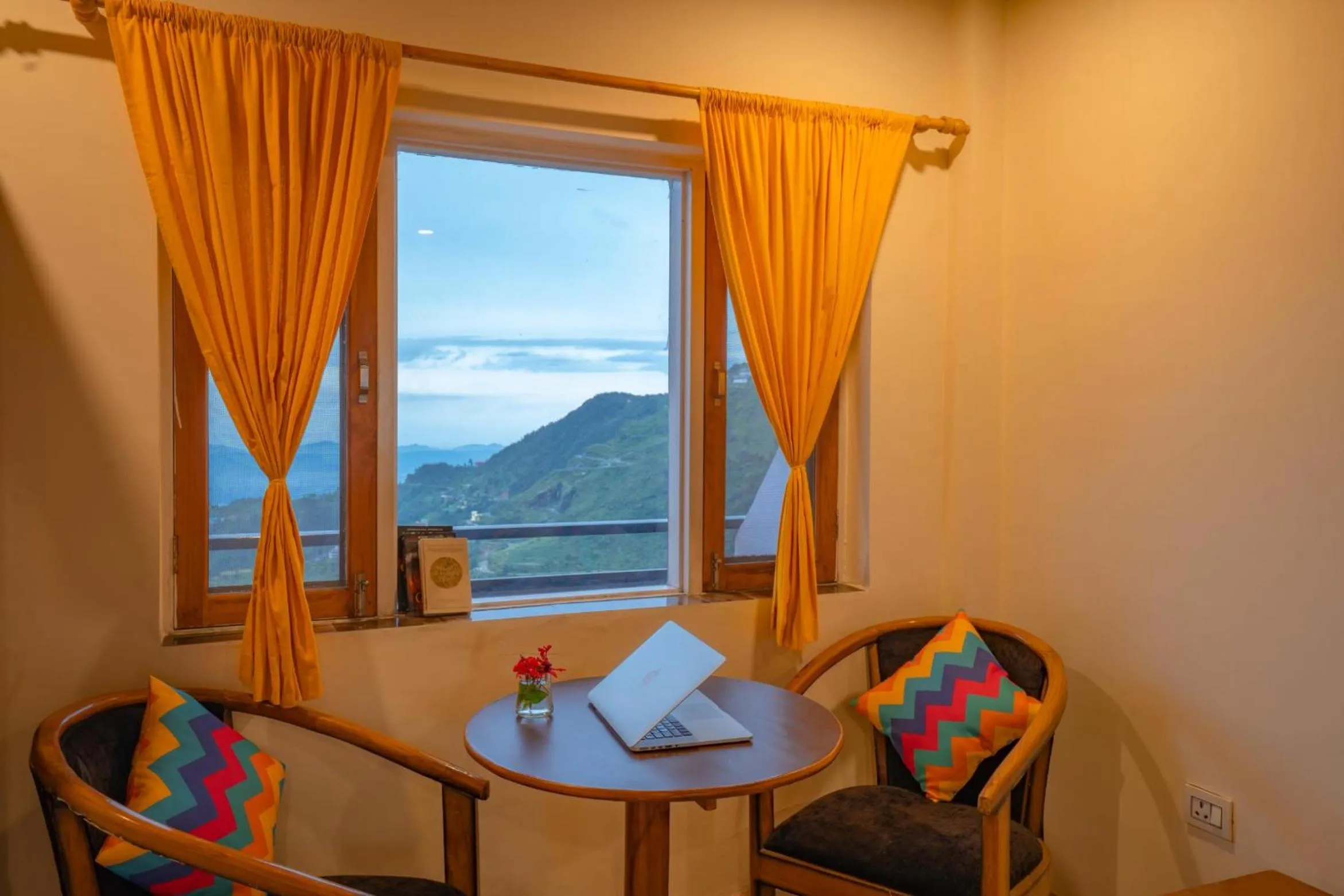 Seating area in goSTOPS Mussoorie, Library Road