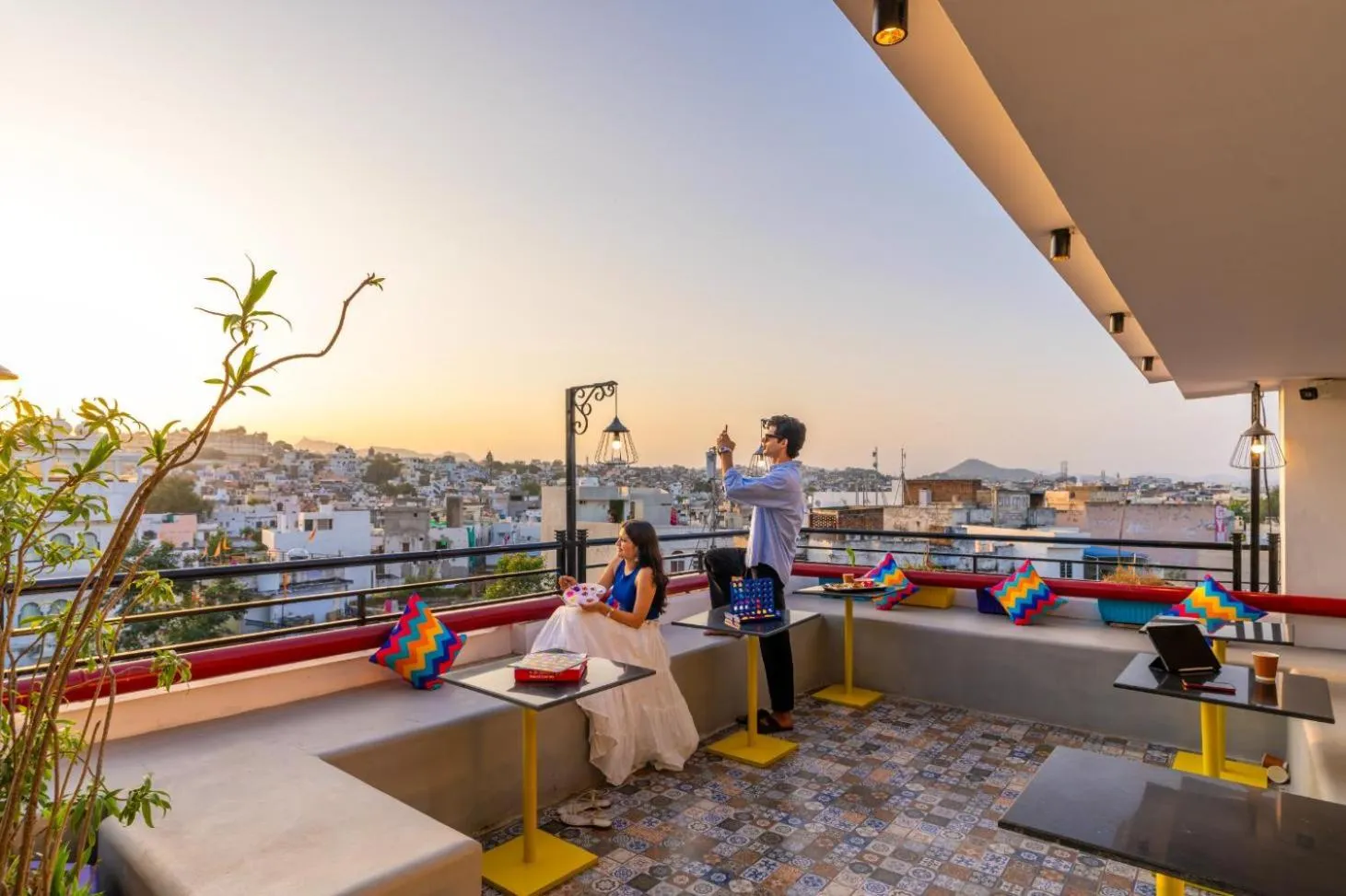 Seating area in goSTOPS Mussoorie, Library Road