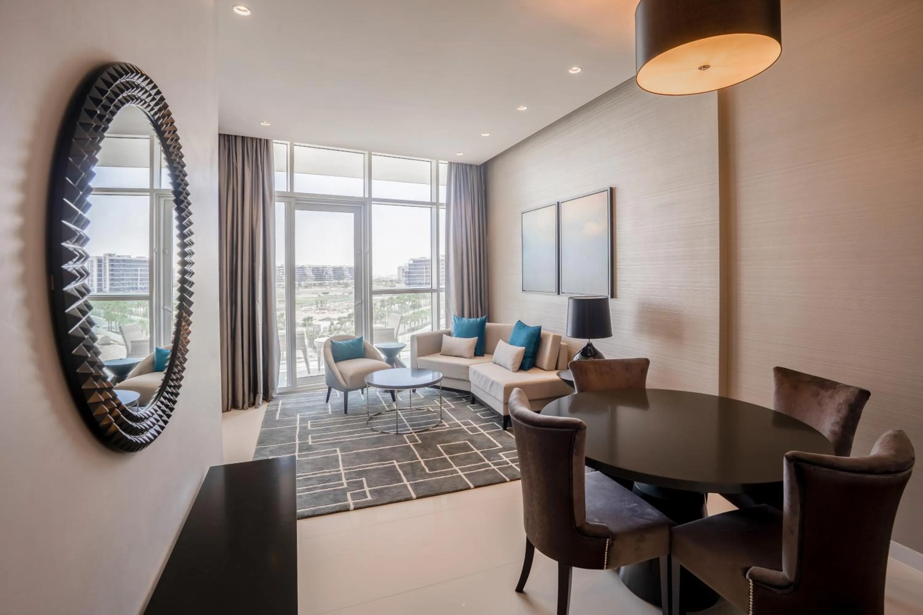 Living room in Radisson Dubai Damac Hills