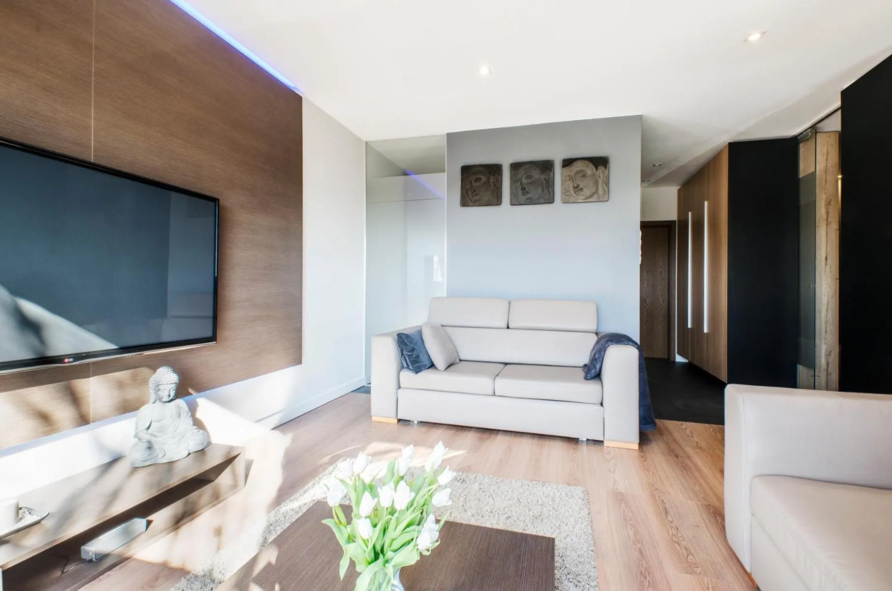 TV and multimedia in LupoApartments z Klimatyzacją do wyboru z Jacuzzi Pole Dance Parking Dostęp na Kod