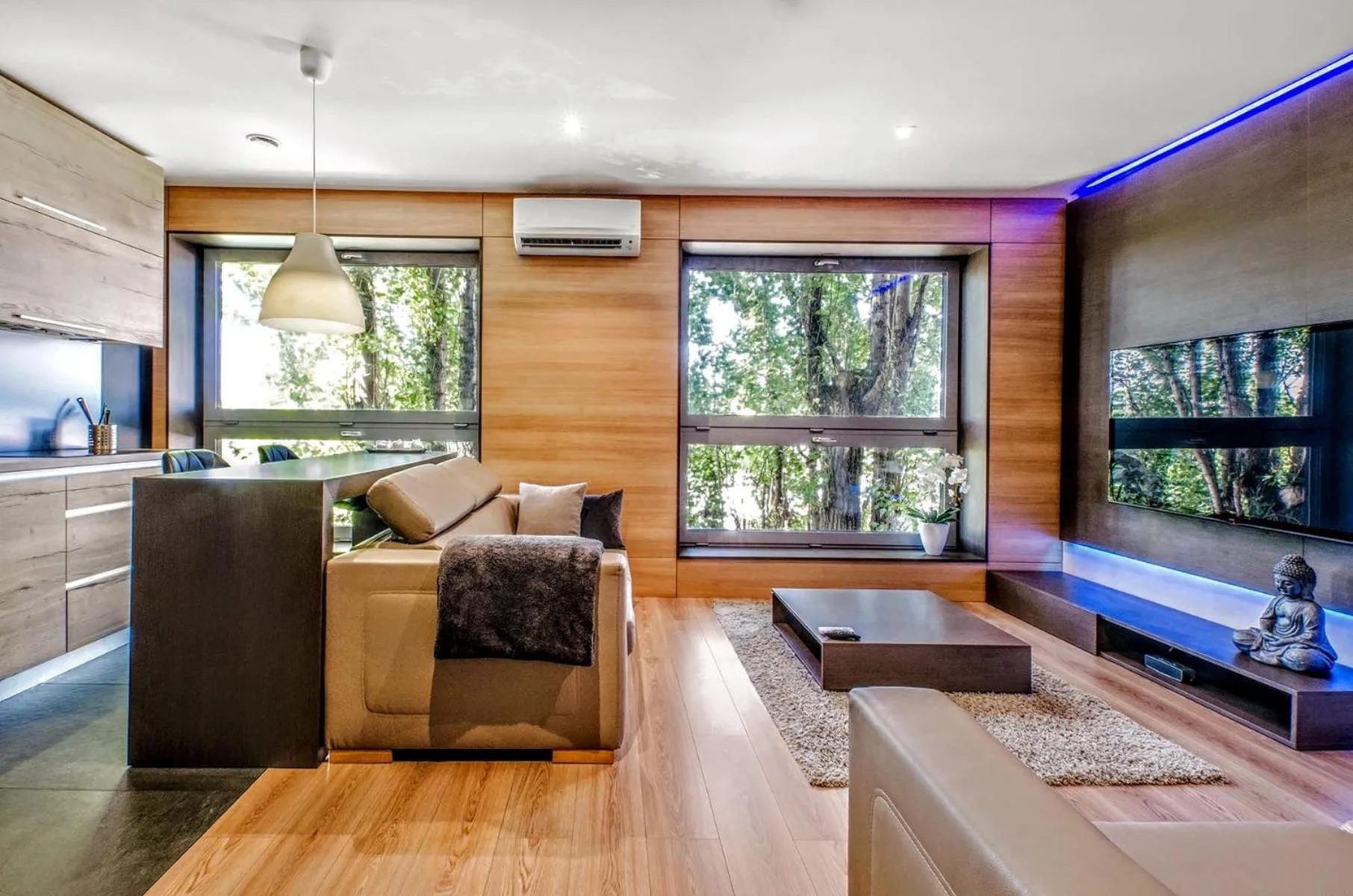 Living room in LupoApartments z Klimatyzacją do wyboru z Jacuzzi Pole Dance Parking Dostęp na Kod