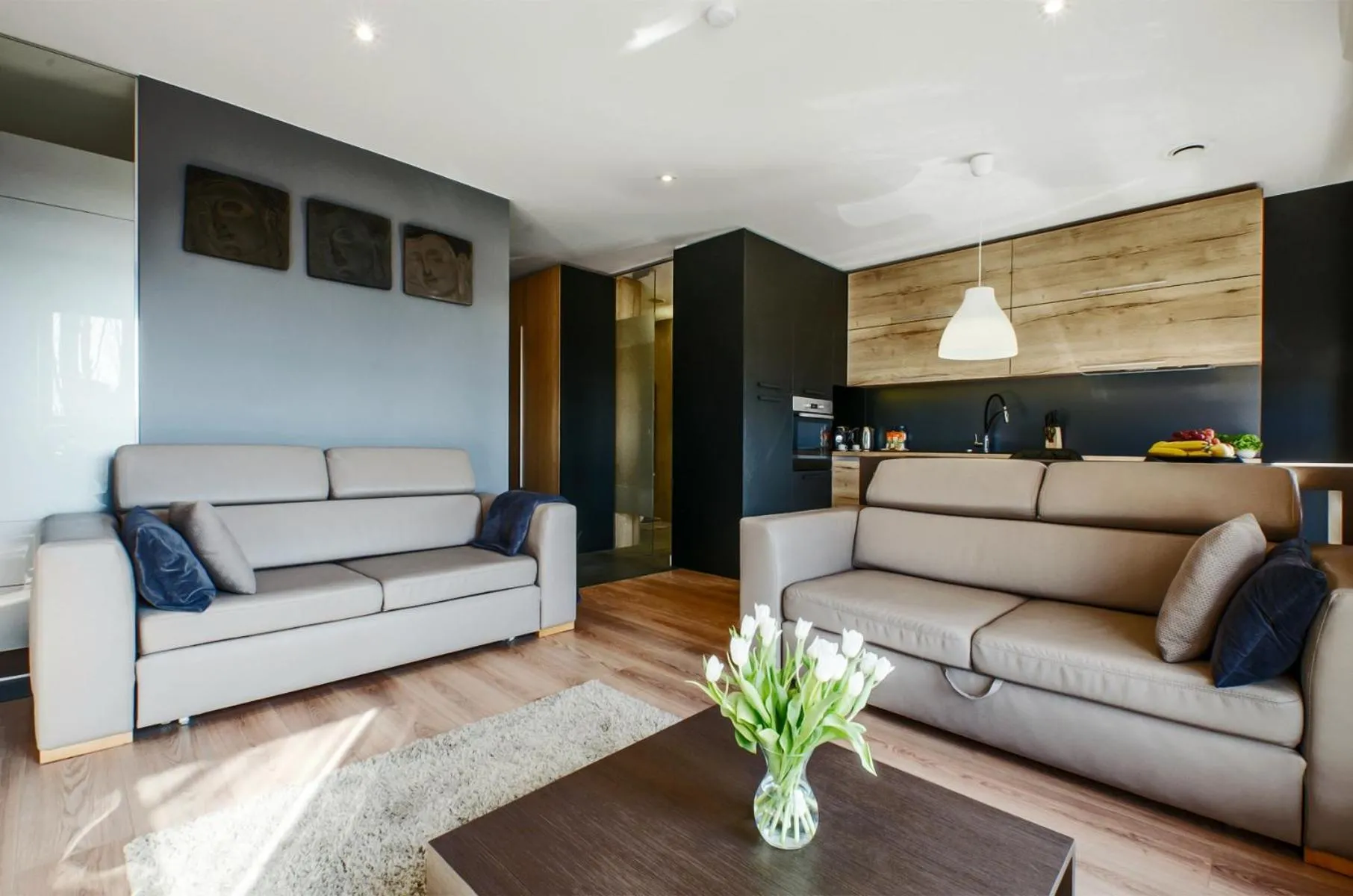 Living room in LupoApartments z Klimatyzacją do wyboru z Jacuzzi Pole Dance Parking Dostęp na Kod