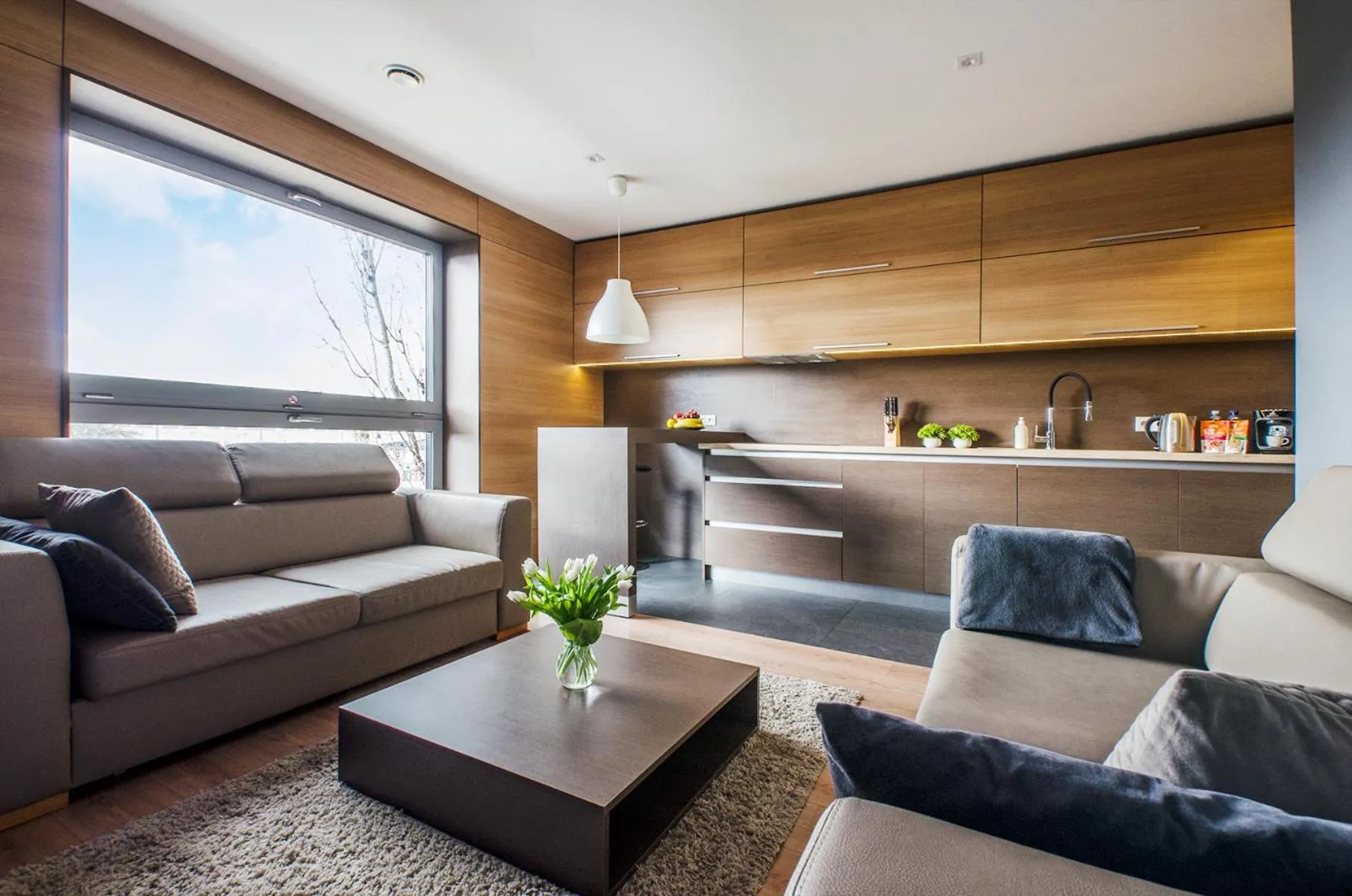Living room in LupoApartments z Klimatyzacją do wyboru z Jacuzzi Pole Dance Parking Dostęp na Kod