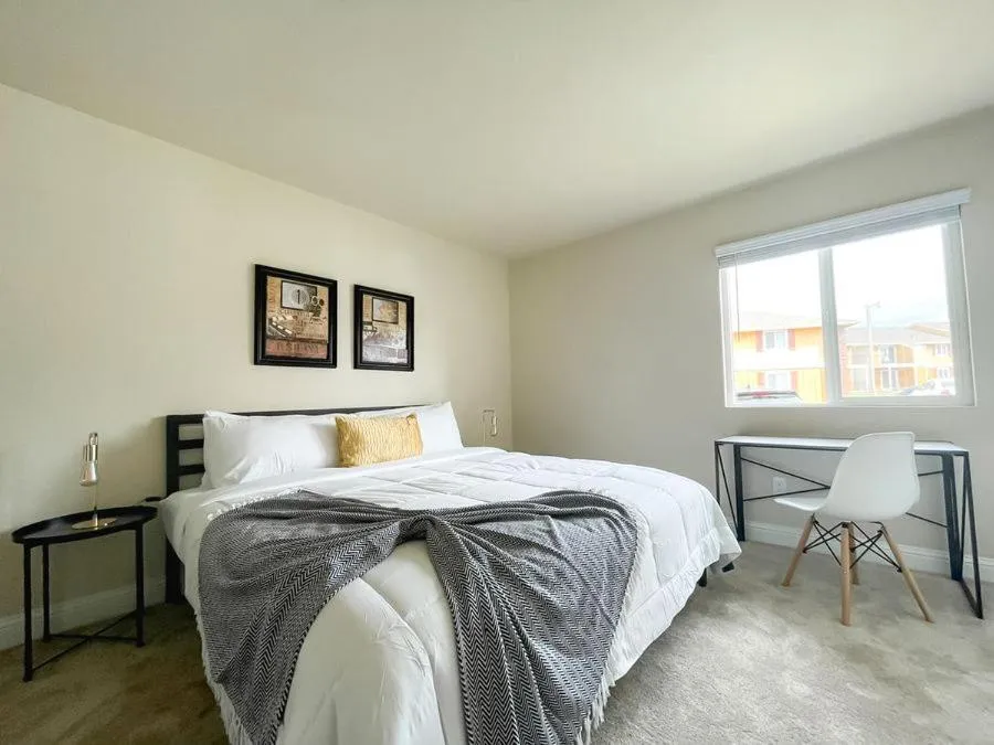 Bedroom, Bed in Sleepover 1BD 1BA Oklahoma City Apartments