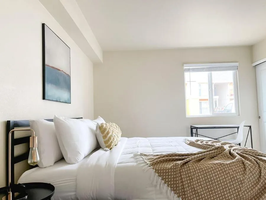 Bedroom, Bed in Sleepover 1BD 1BA Oklahoma City Apartments