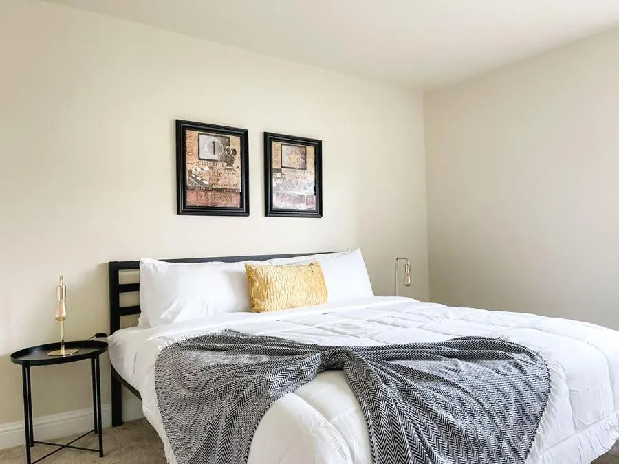 Bedroom, Bed in Sleepover 1BD 1BA Oklahoma City Apartments