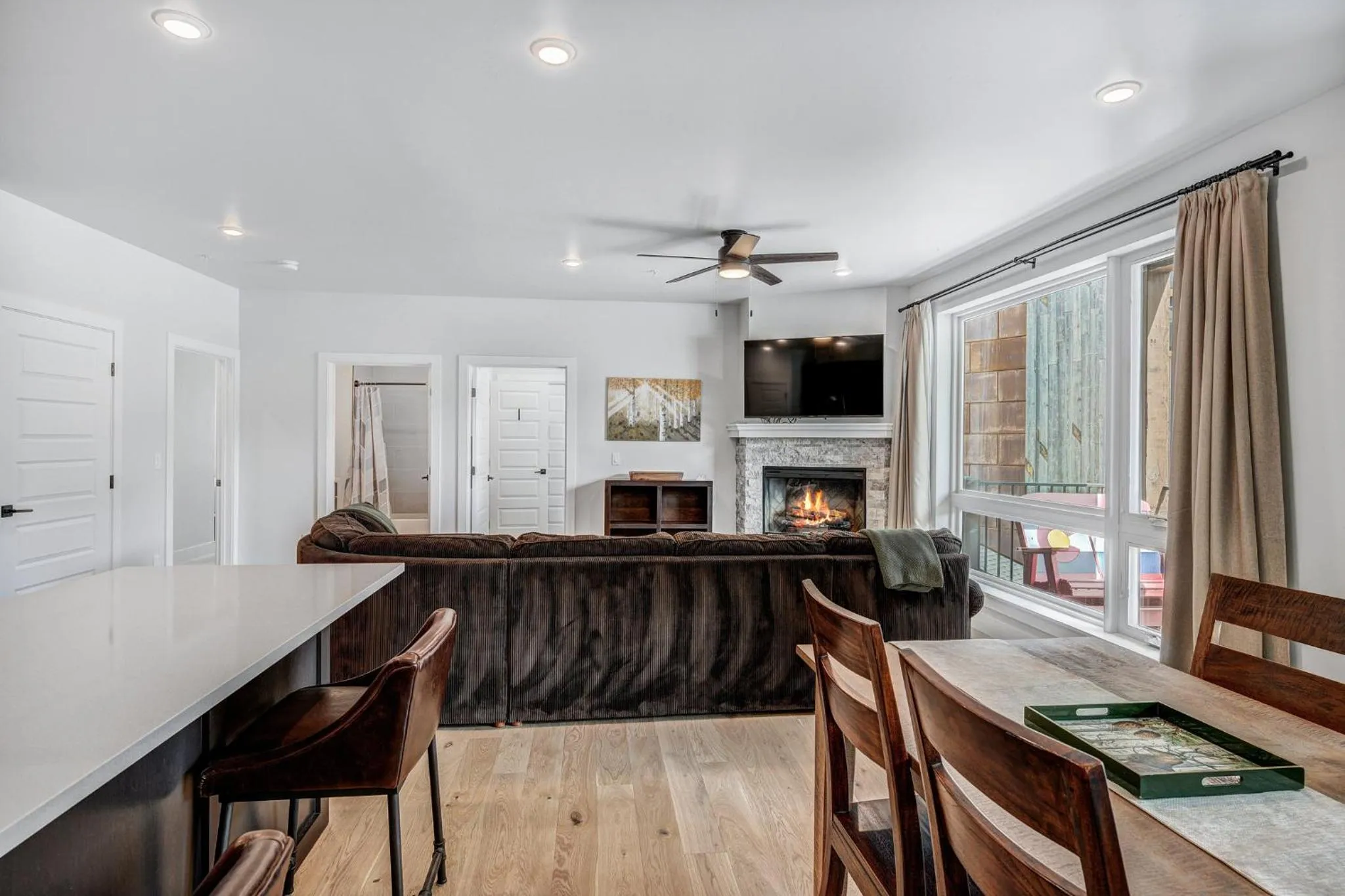 Living room in Lakeside Village by Keystone Resort