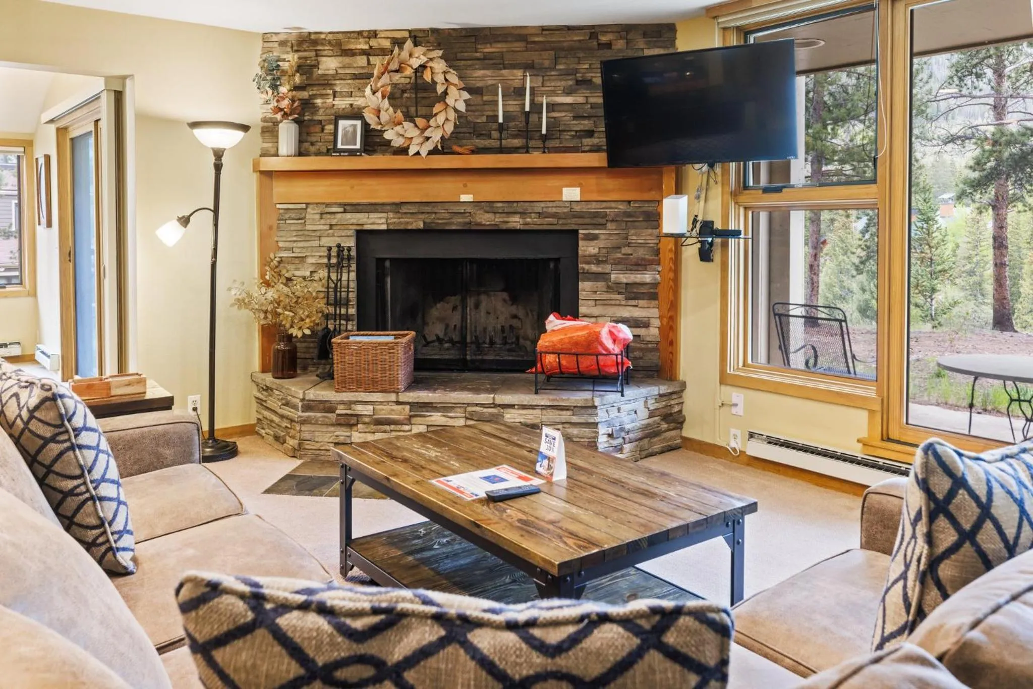 Living room in Evergreen Condominiums by Keystone Resort