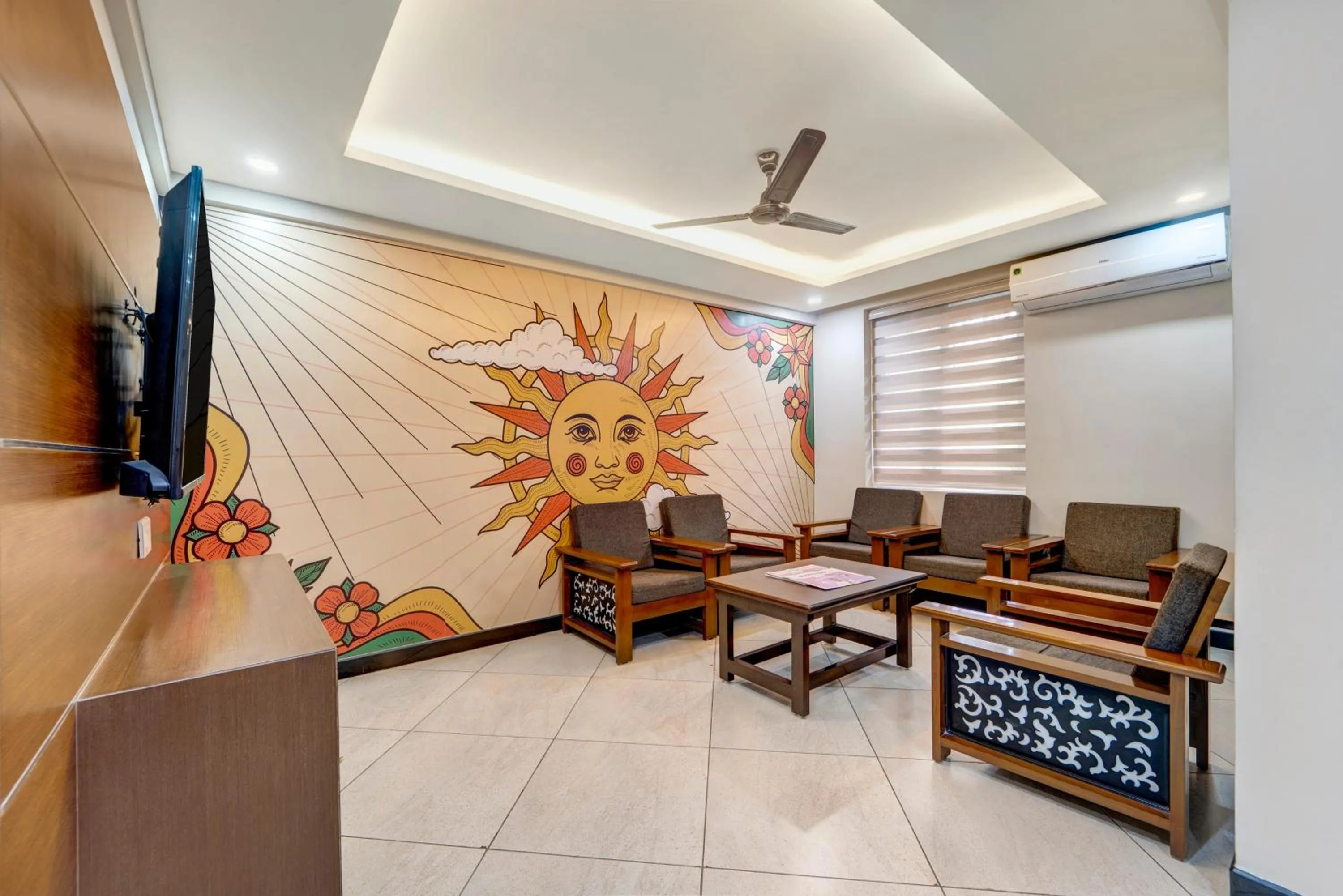 Seating area in Treebo Pratham Inn, Manipal