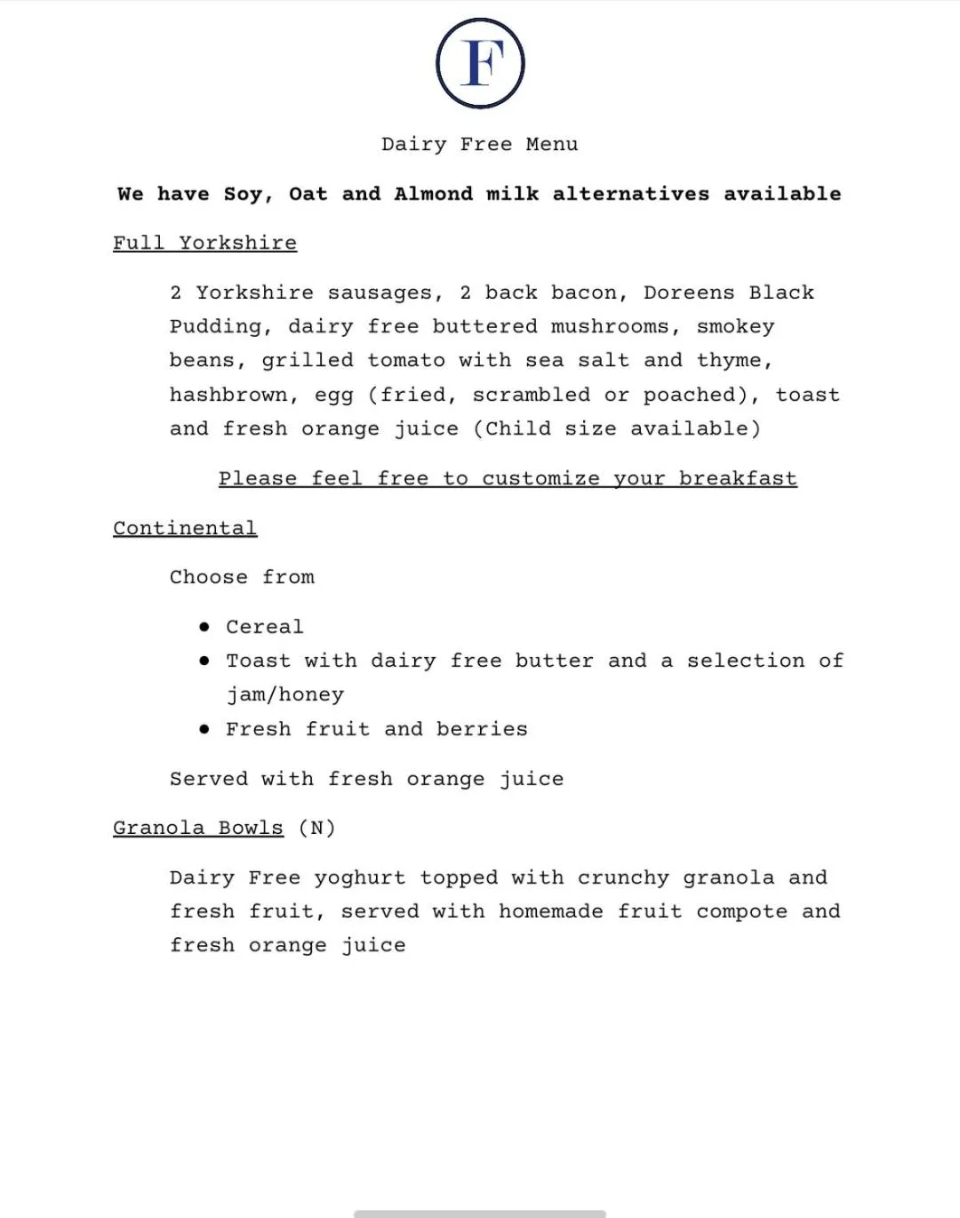 Meals in The Franklin