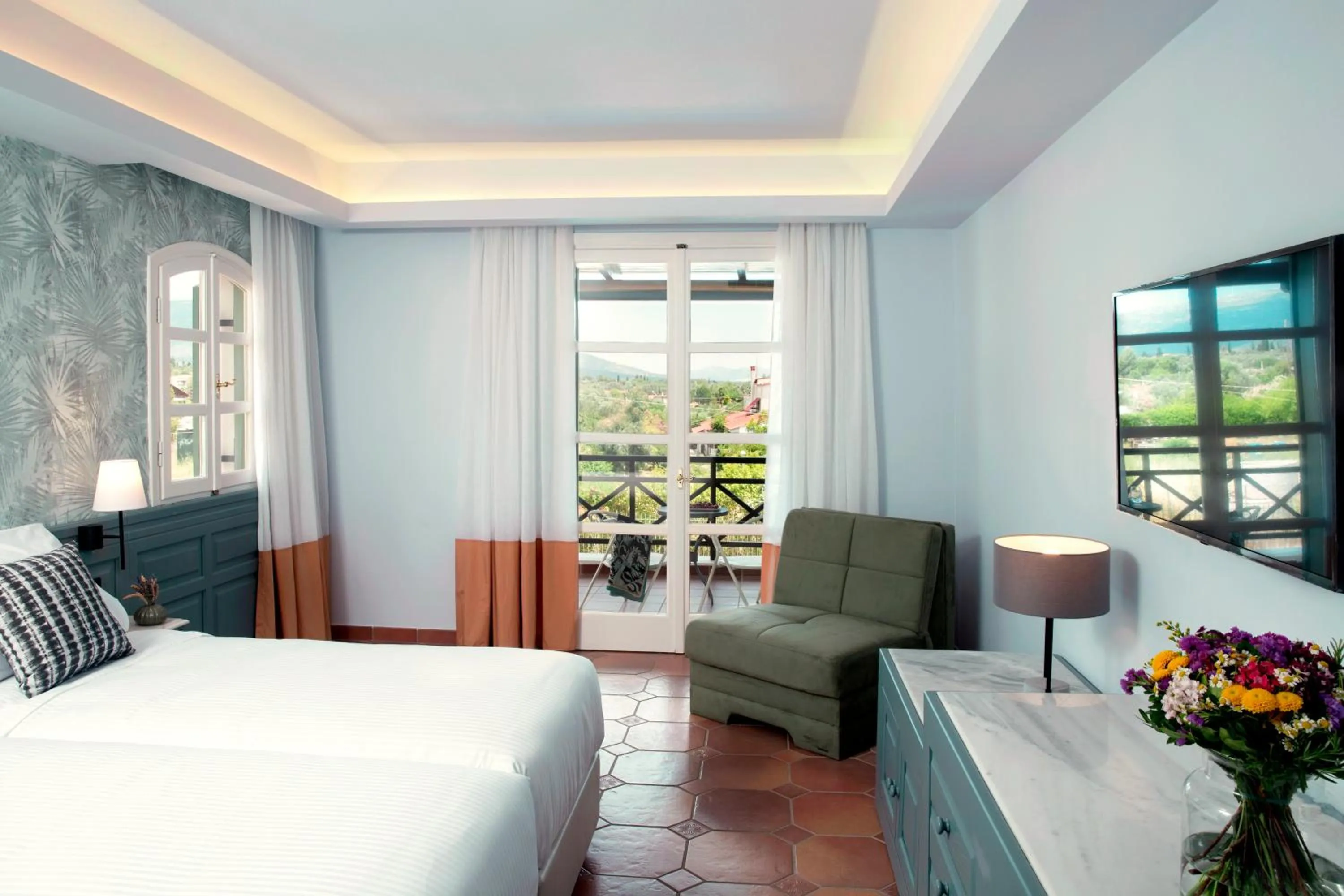 Bed in Zeus Eretria Resort