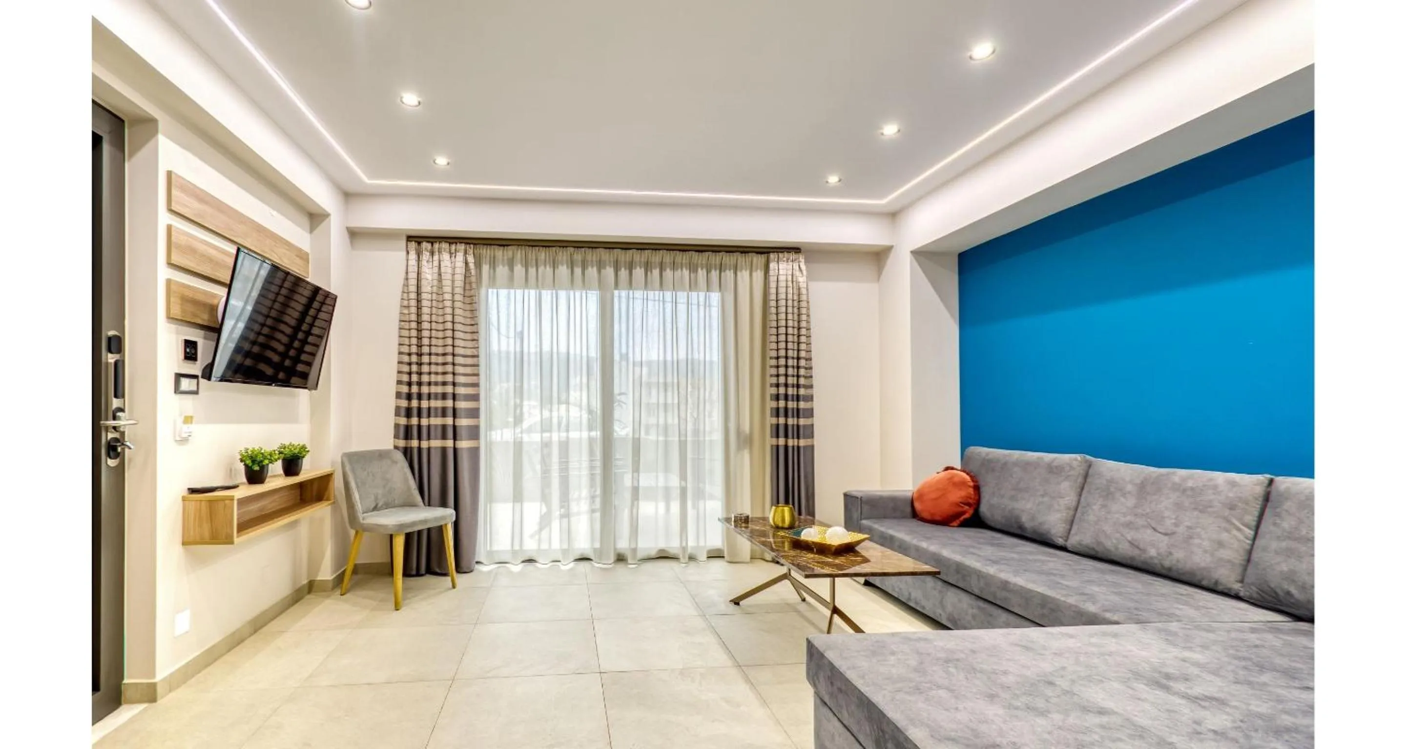 Living room in Sapphire Blue Suites