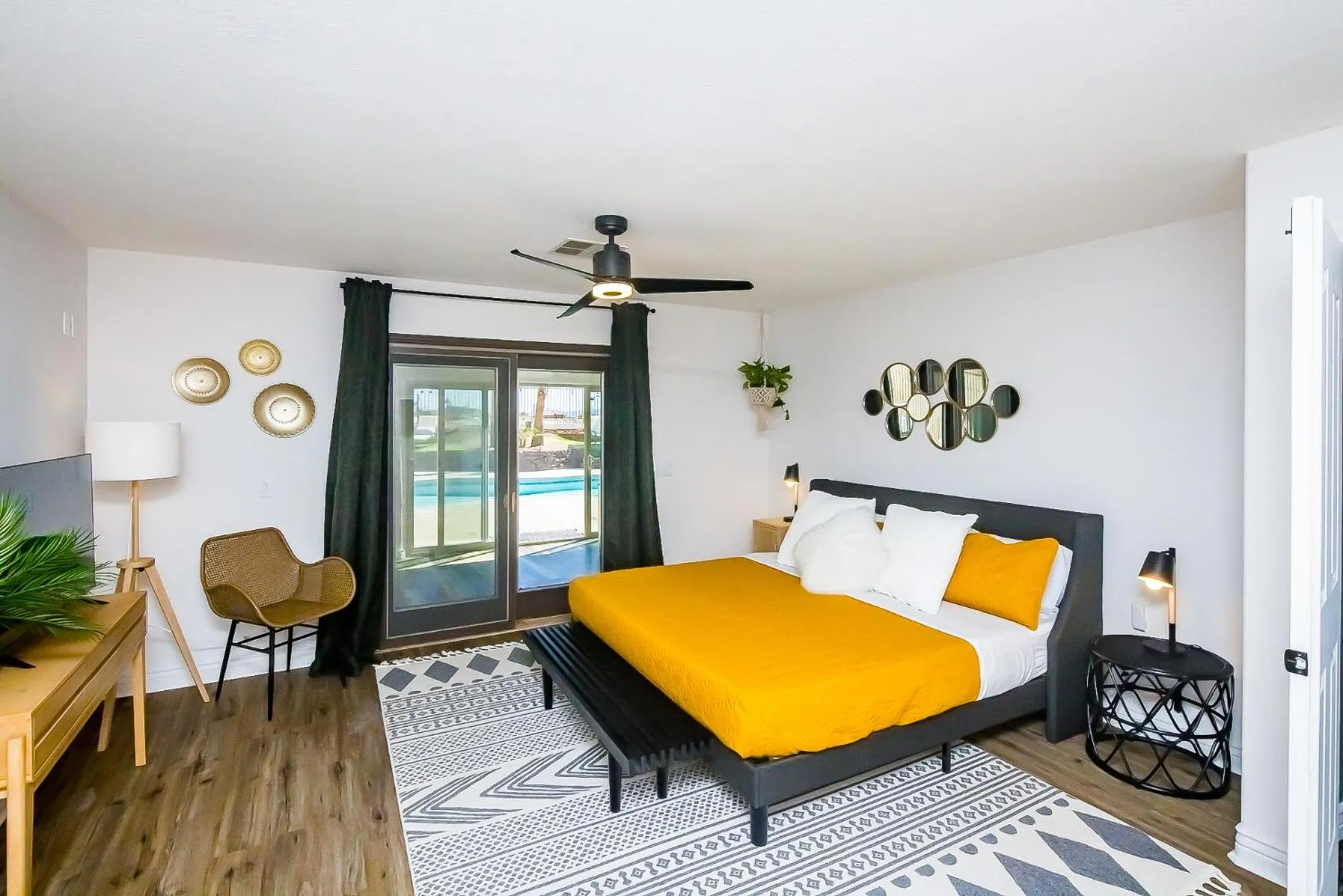 Bed in Trendy Desert Getaway Pool, Spa, Game Room