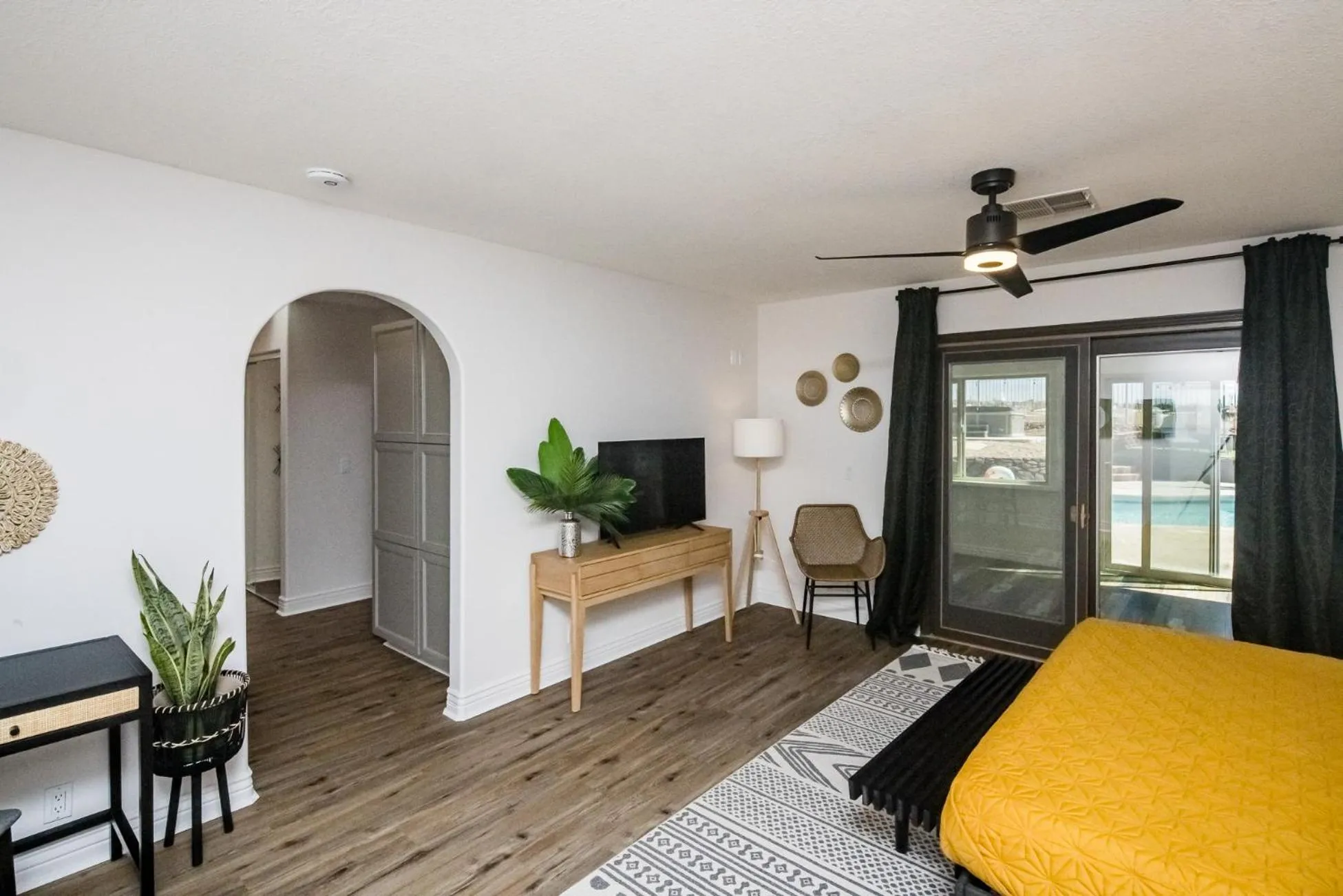 Bed in Trendy Desert Getaway Pool, Spa, Game Room