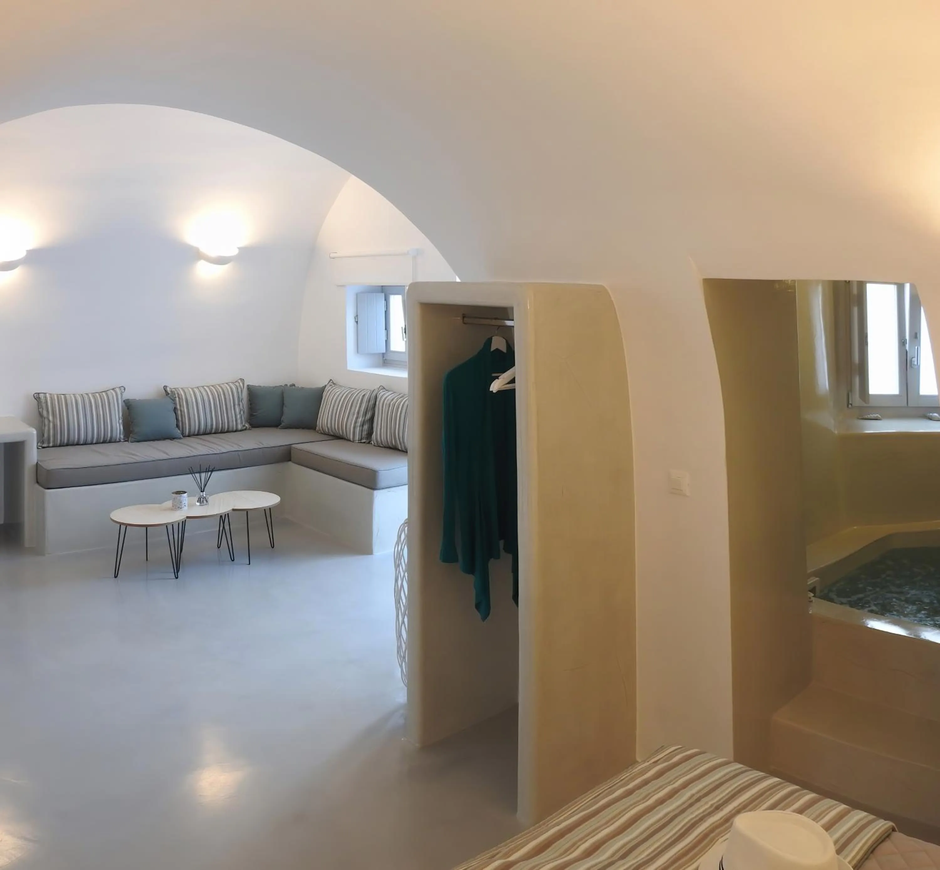 Living room in Golden Stone Santorini Suites