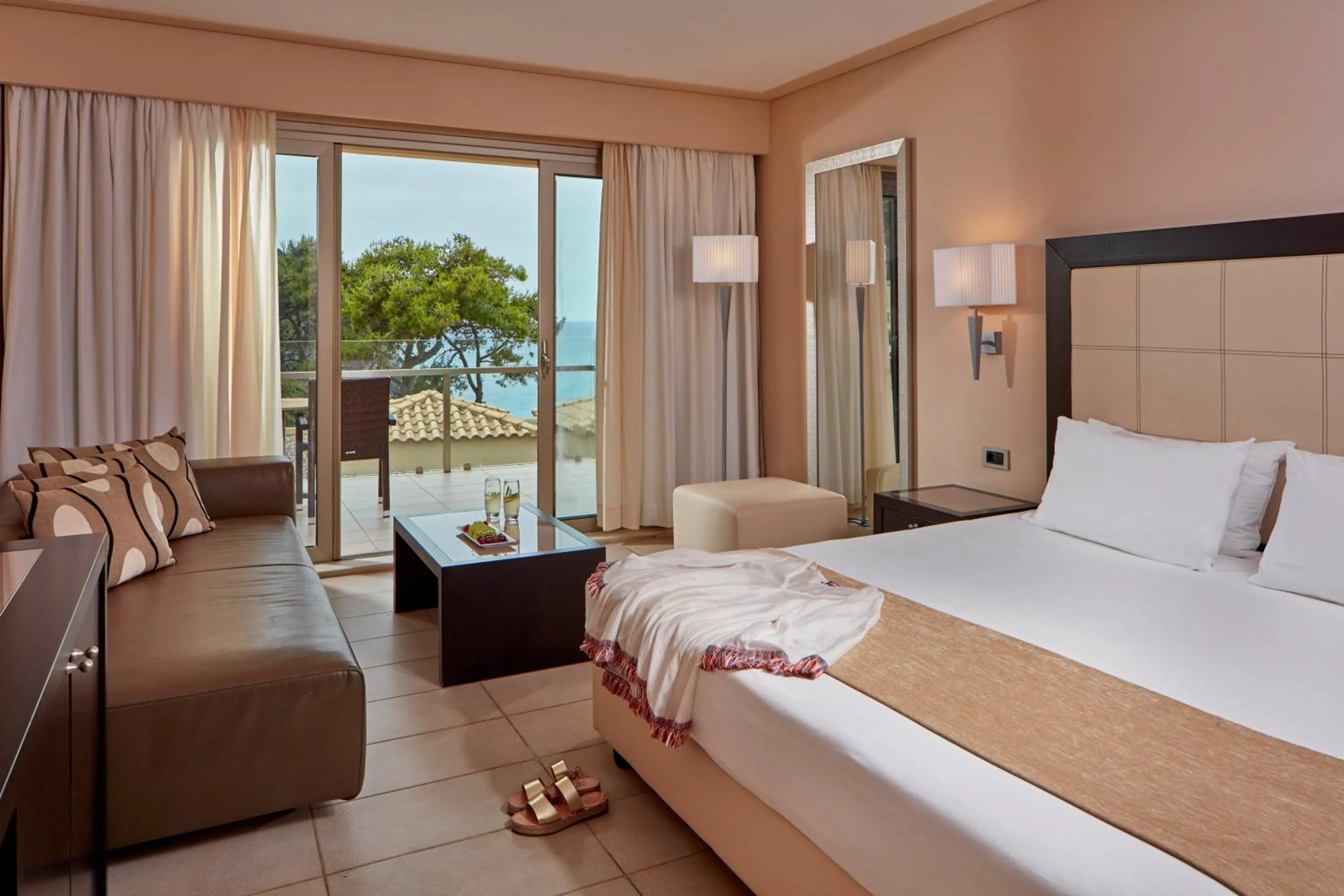 Seating area, Bed in Atlantica Grand Mediterraneo Resort - Adults Only