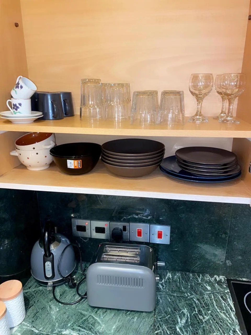 Kitchen or kitchenette in Larnaca Seaview Rooms