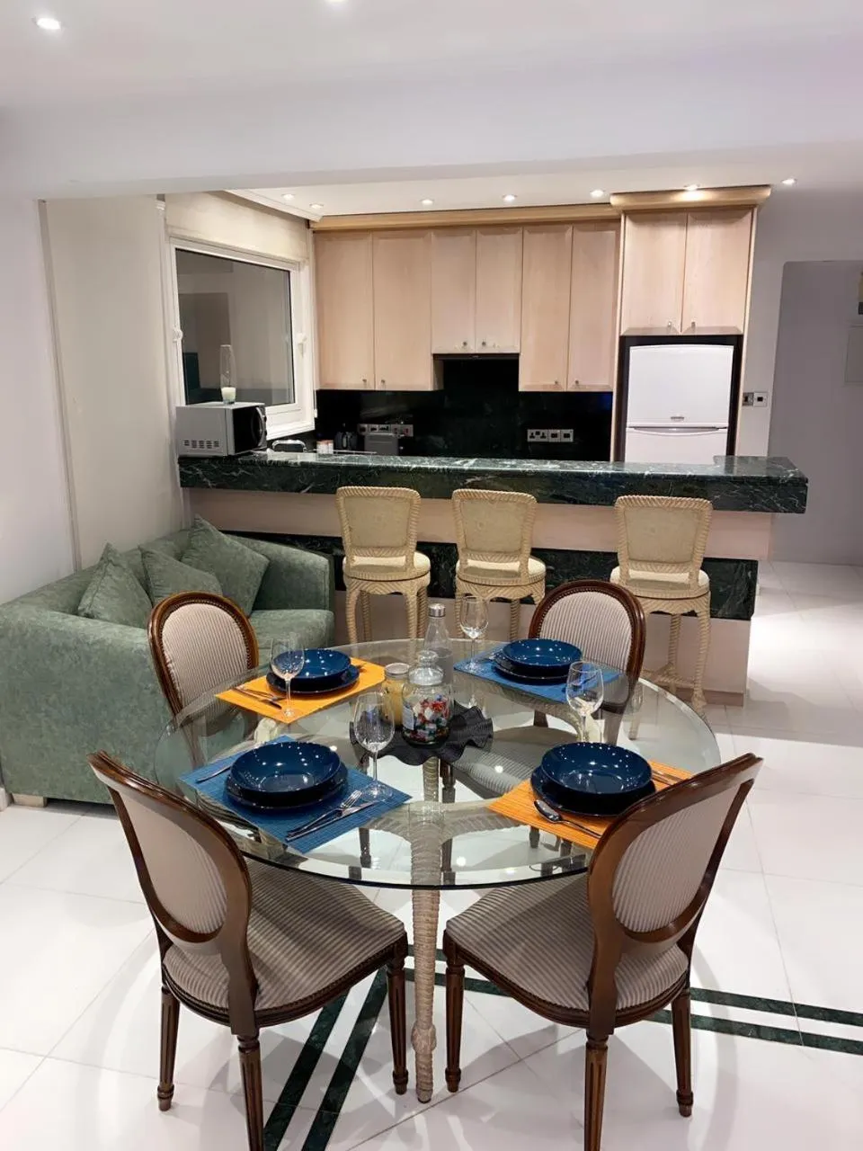 Kitchen or kitchenette in Larnaca Seaview Rooms