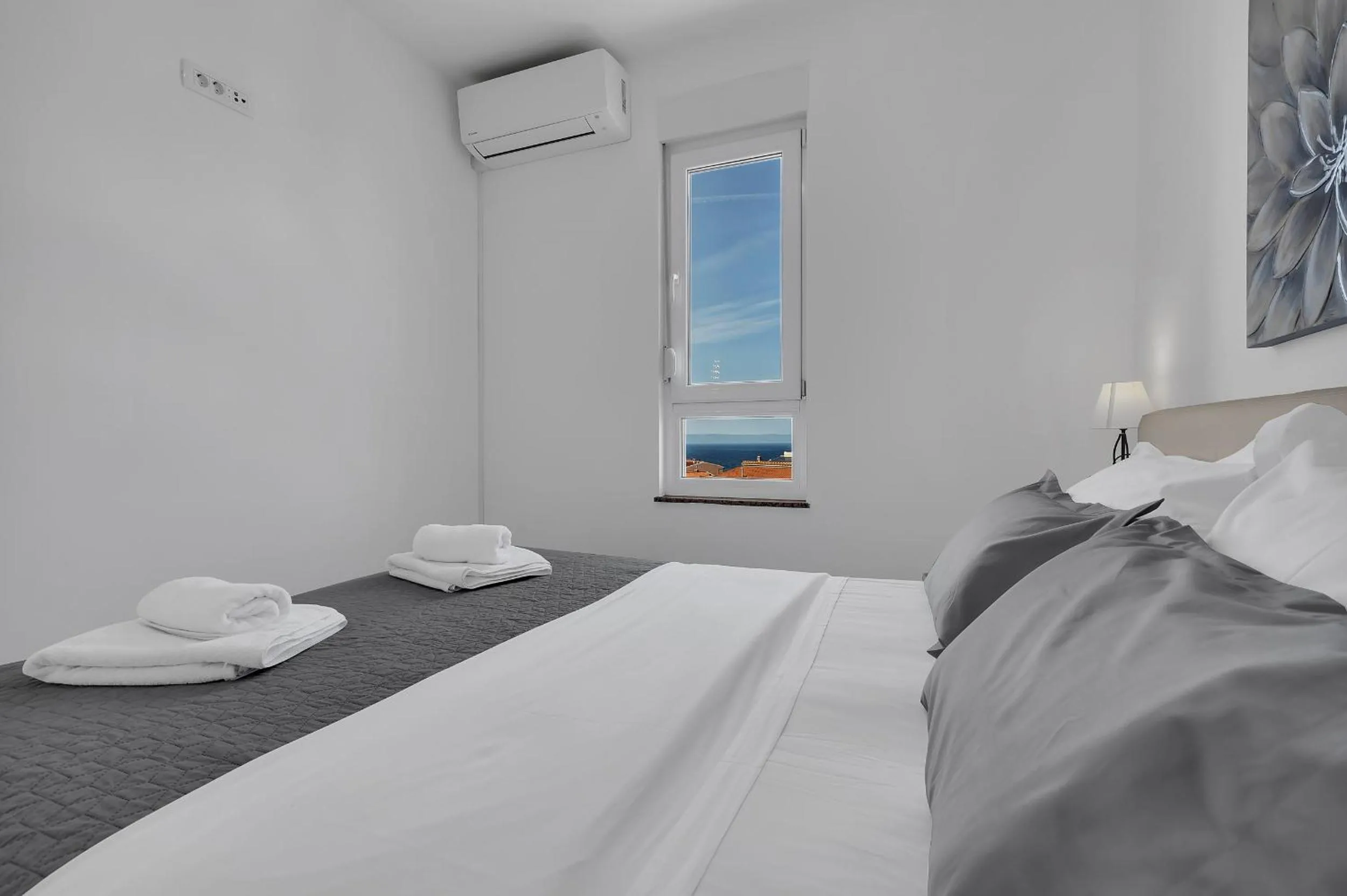 View (from property/room), Bed in Sea View Apartments Dammi with free parking