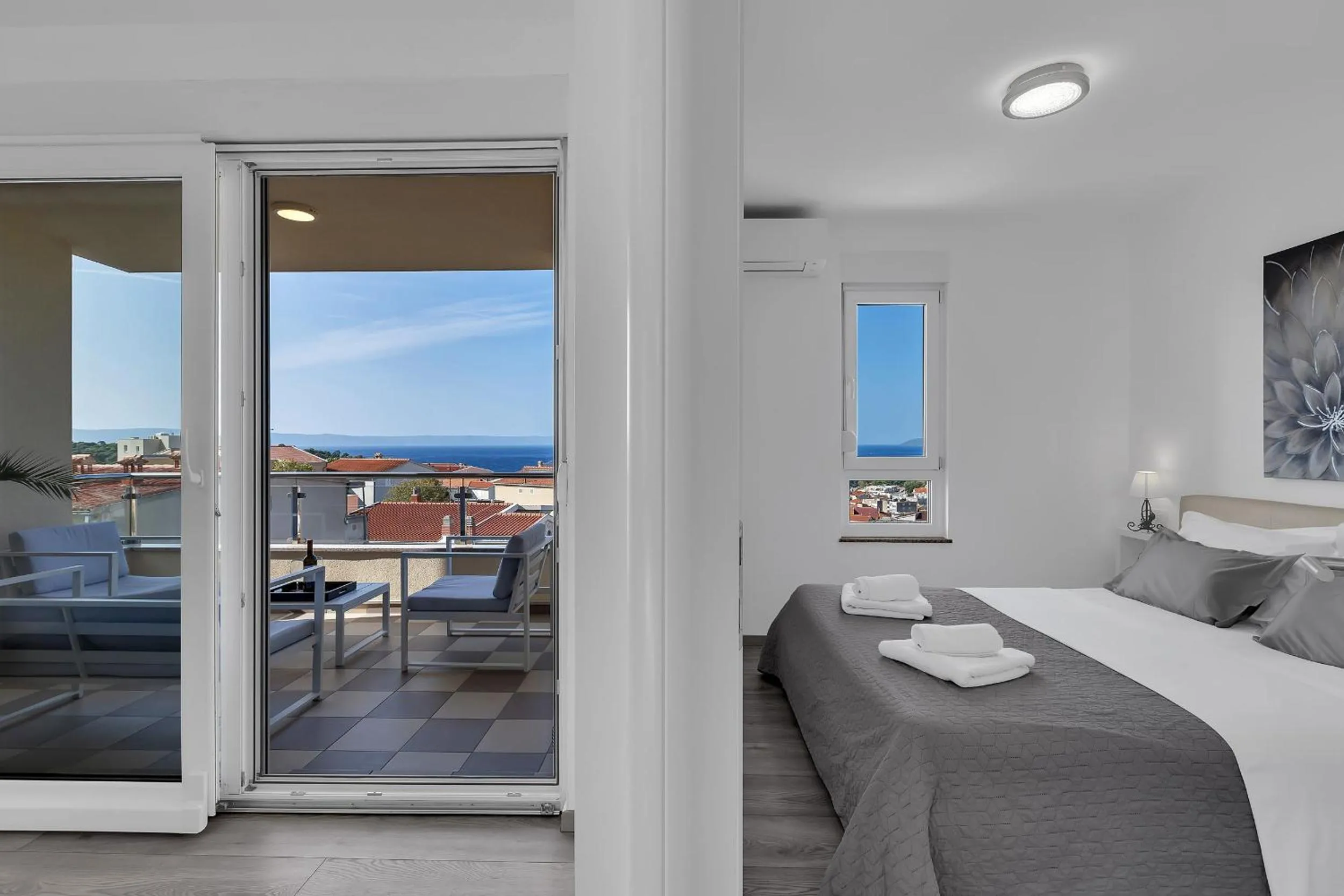View (from property/room), Bed in Sea View Apartments Dammi with free parking