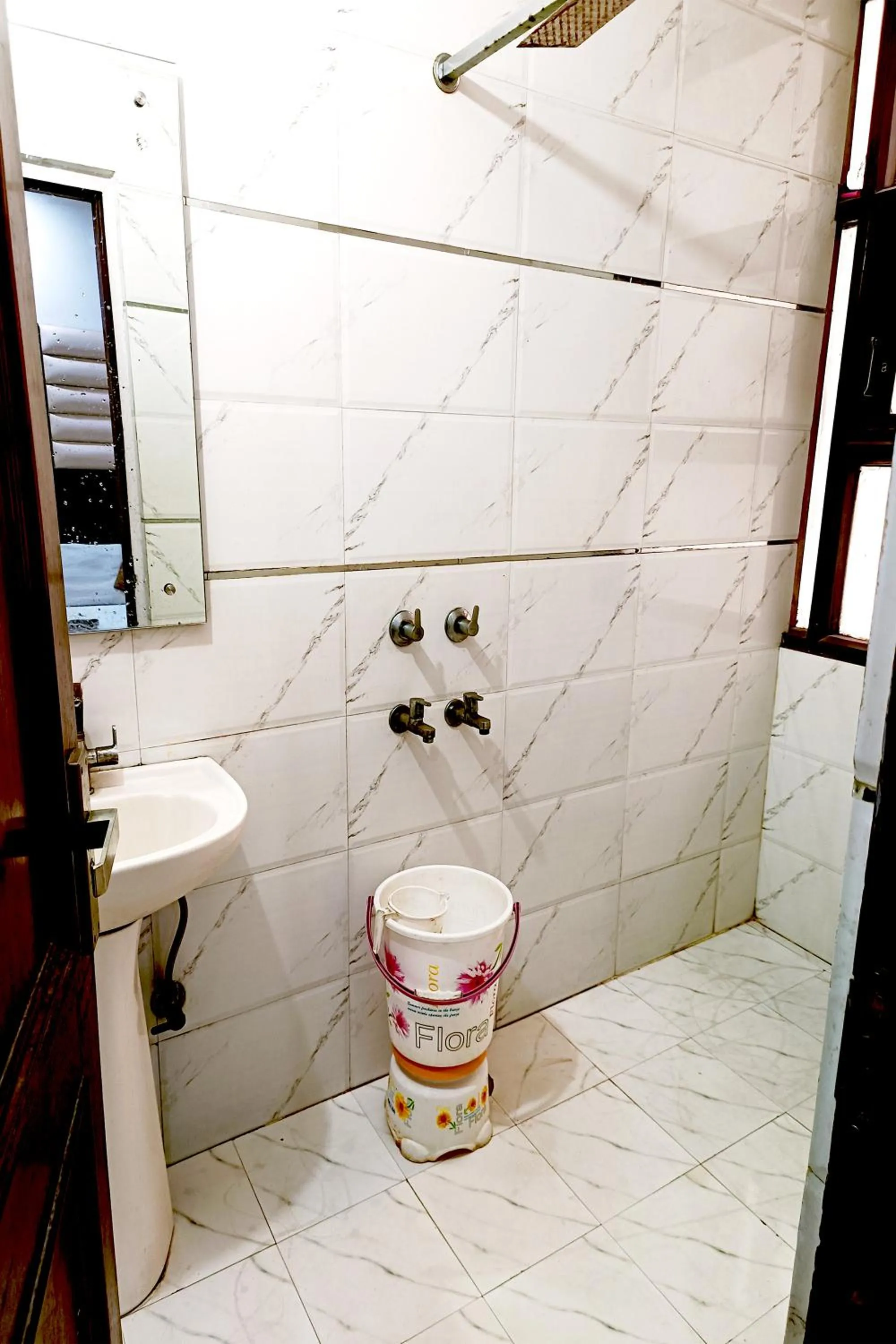 Bathroom in Hotel Crystal Deluxe at New Delhi Railway Station