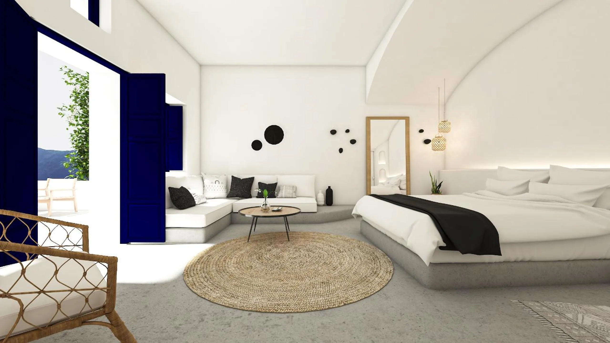 Bed in Oia Memories Suites