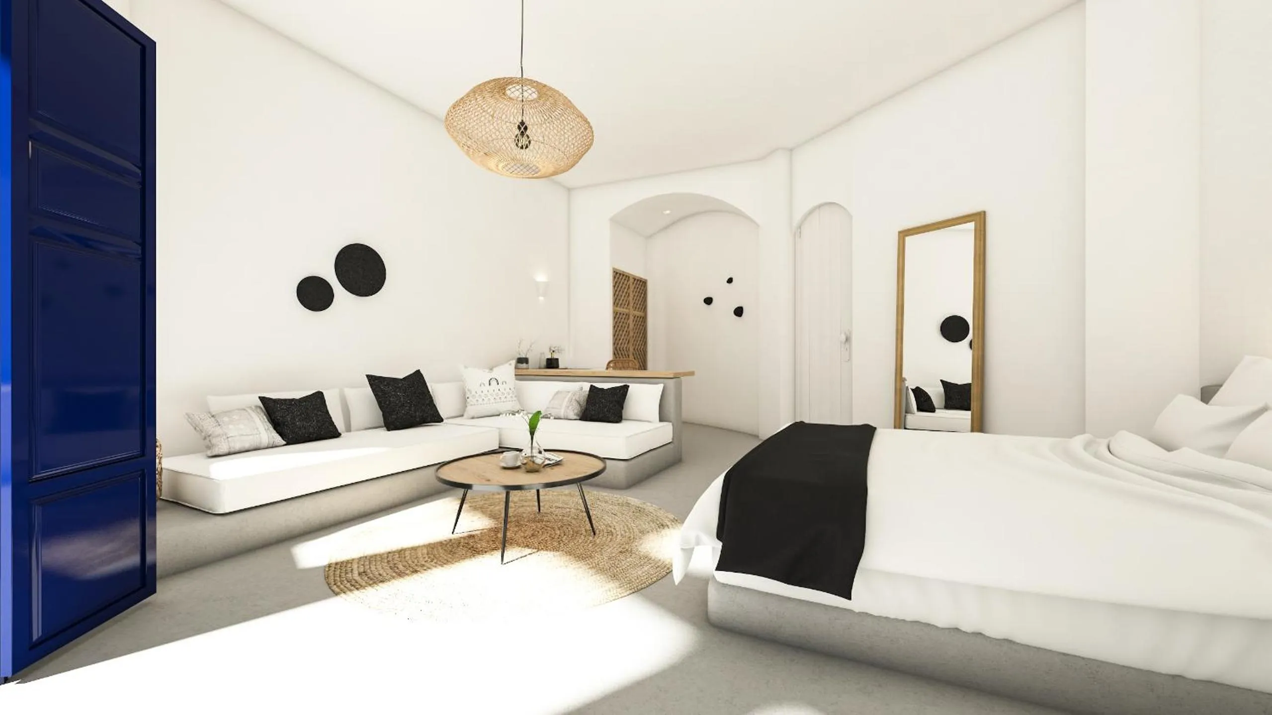 Photo of the whole room, Bed in Oia Memories Suites